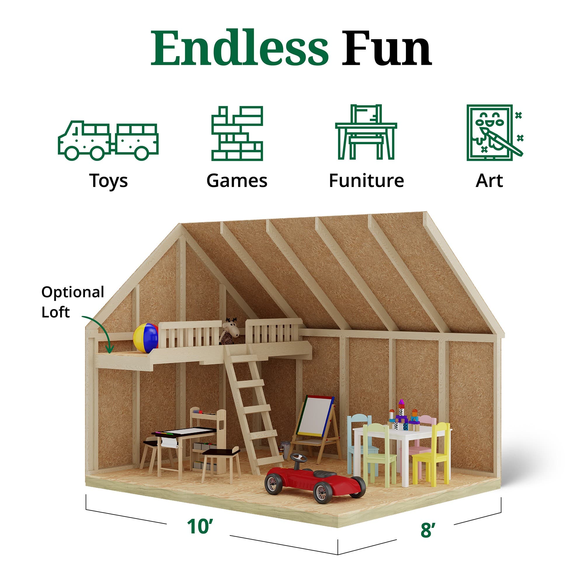 Pennfield Cottage Playhouse interior graphic