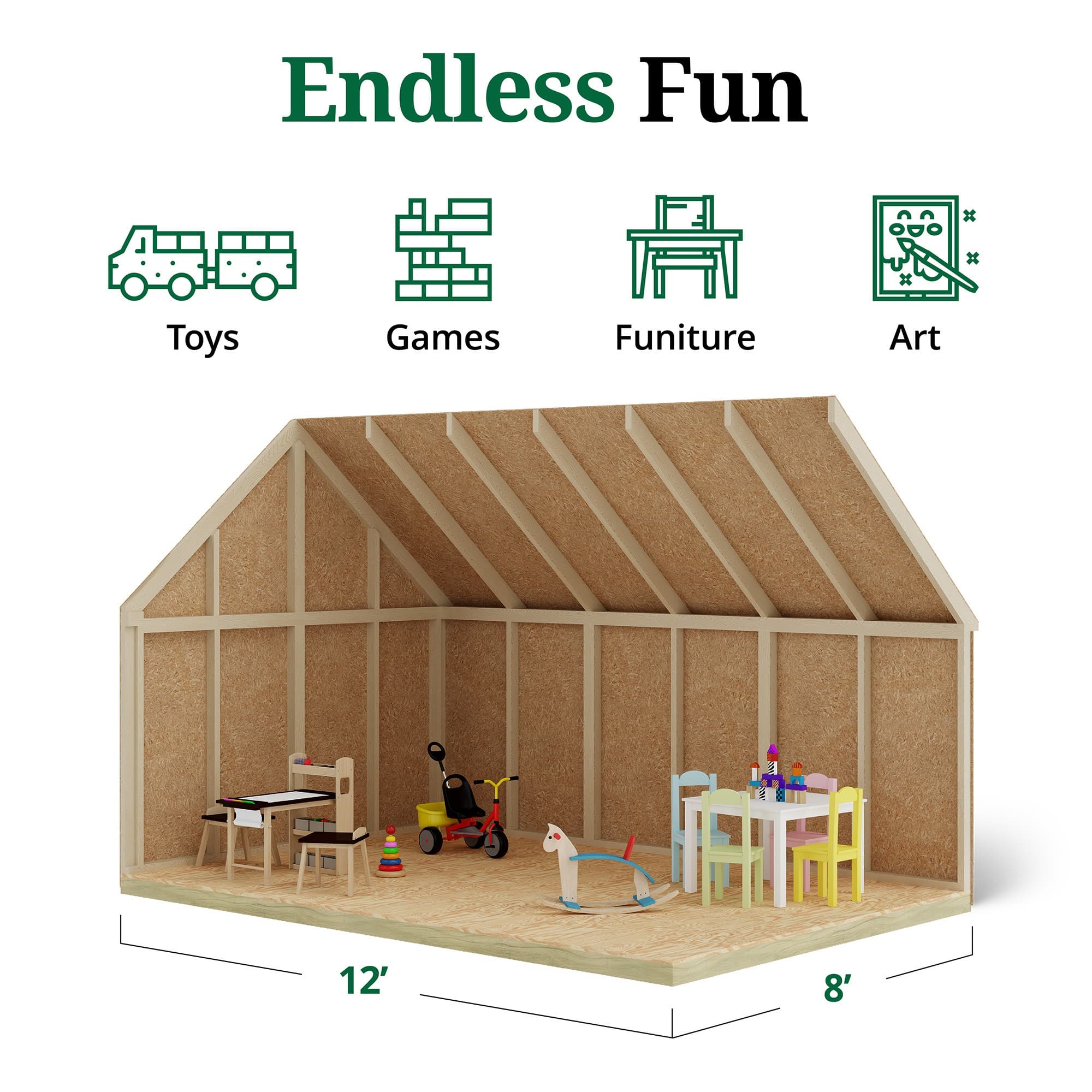 Pennfield Cottage Playhouse interior graphic