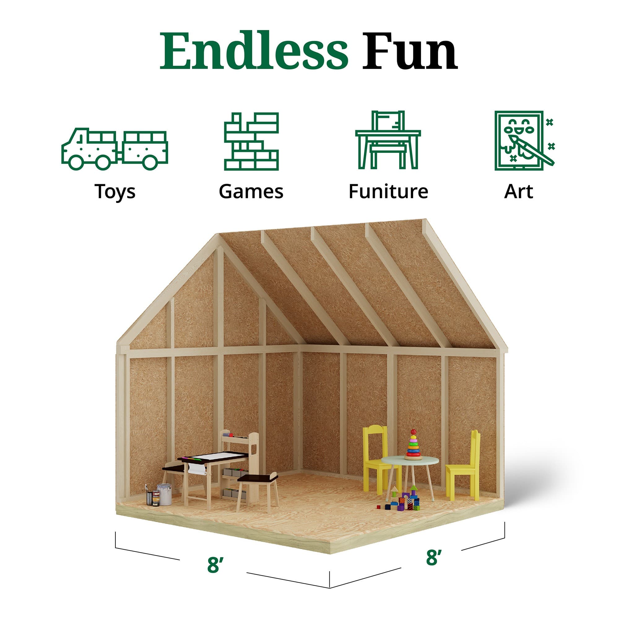 Pennfield Cottage Playhouse interior graphic