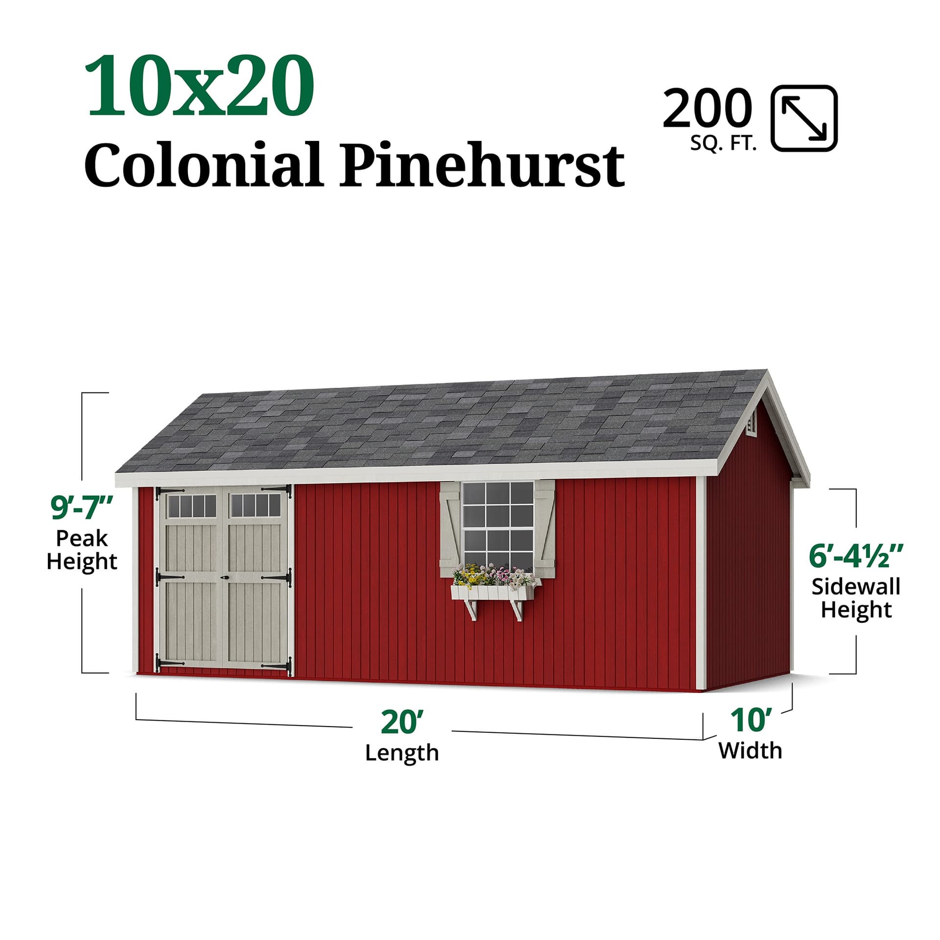 Colonial Pinehurst Shed dimensions