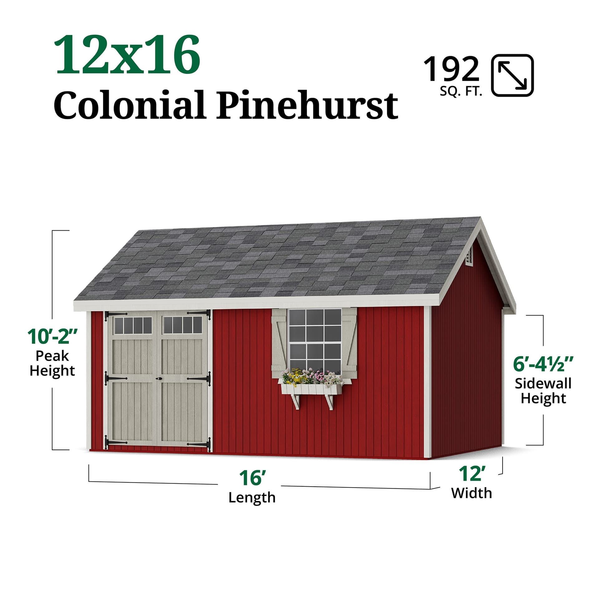 Colonial Pinehurst Shed dimensions