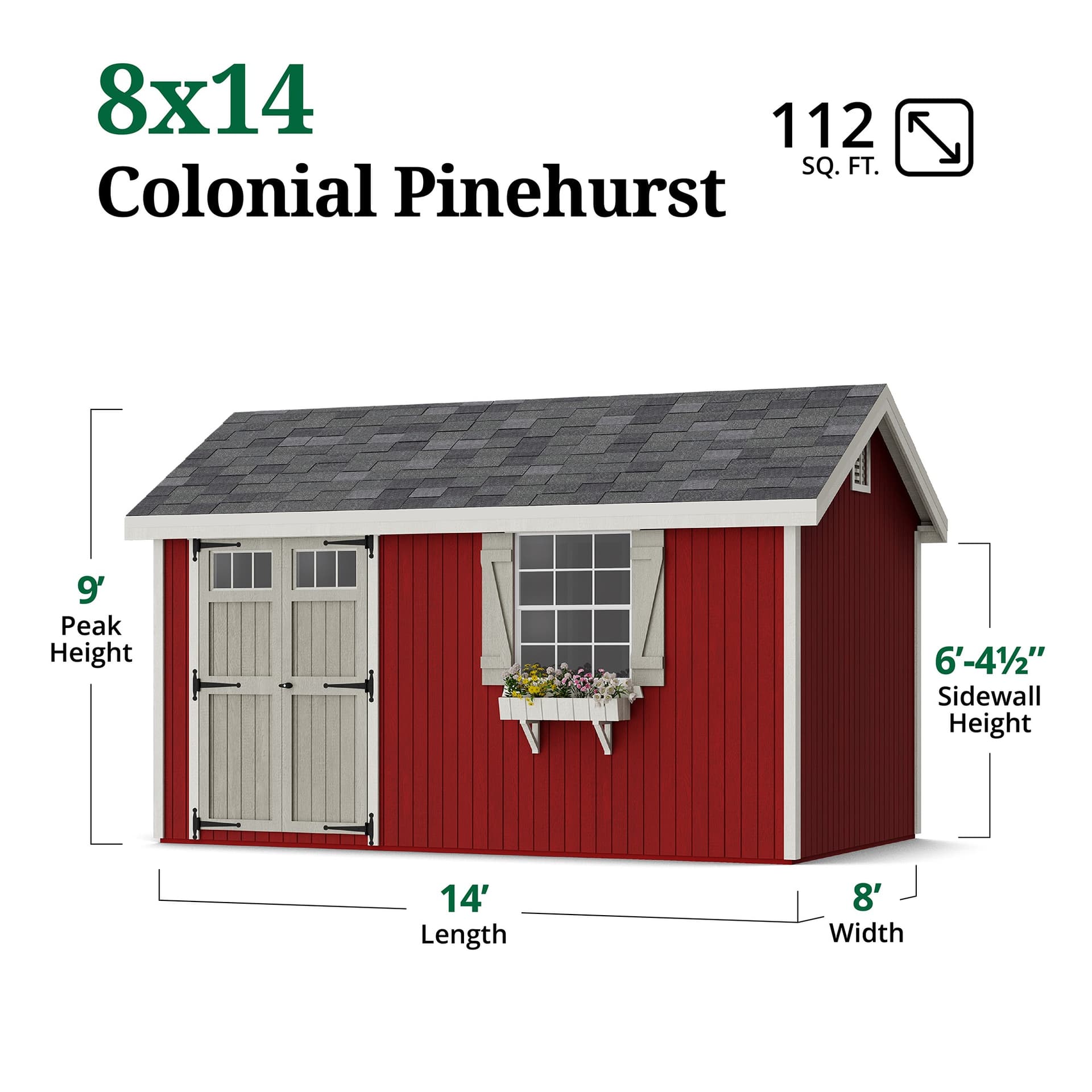 Colonial Pinehurst Shed dimensions