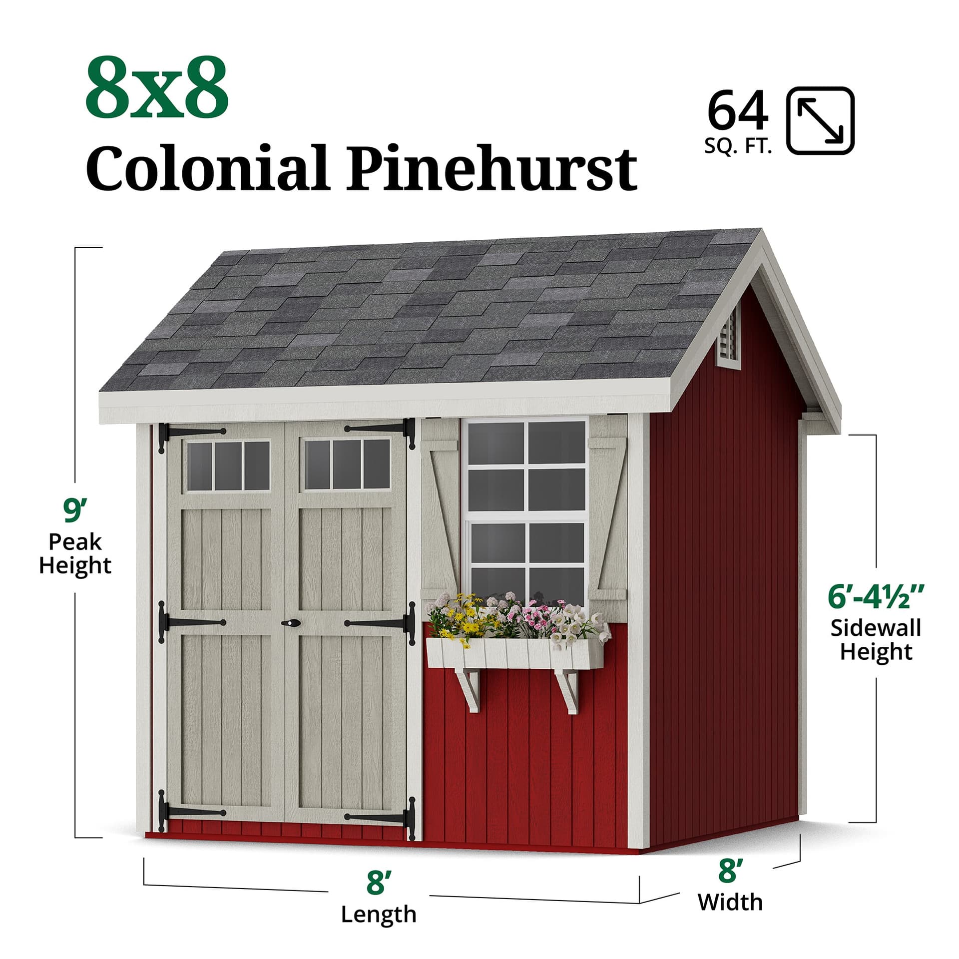 Colonial Pinehurst Shed dimensions