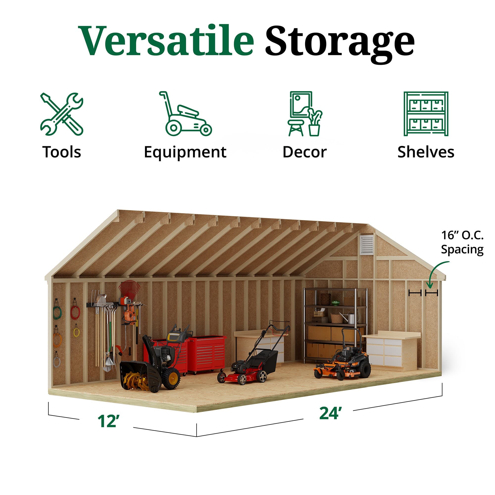 Colonial Pinehurst Shed interior graphic
