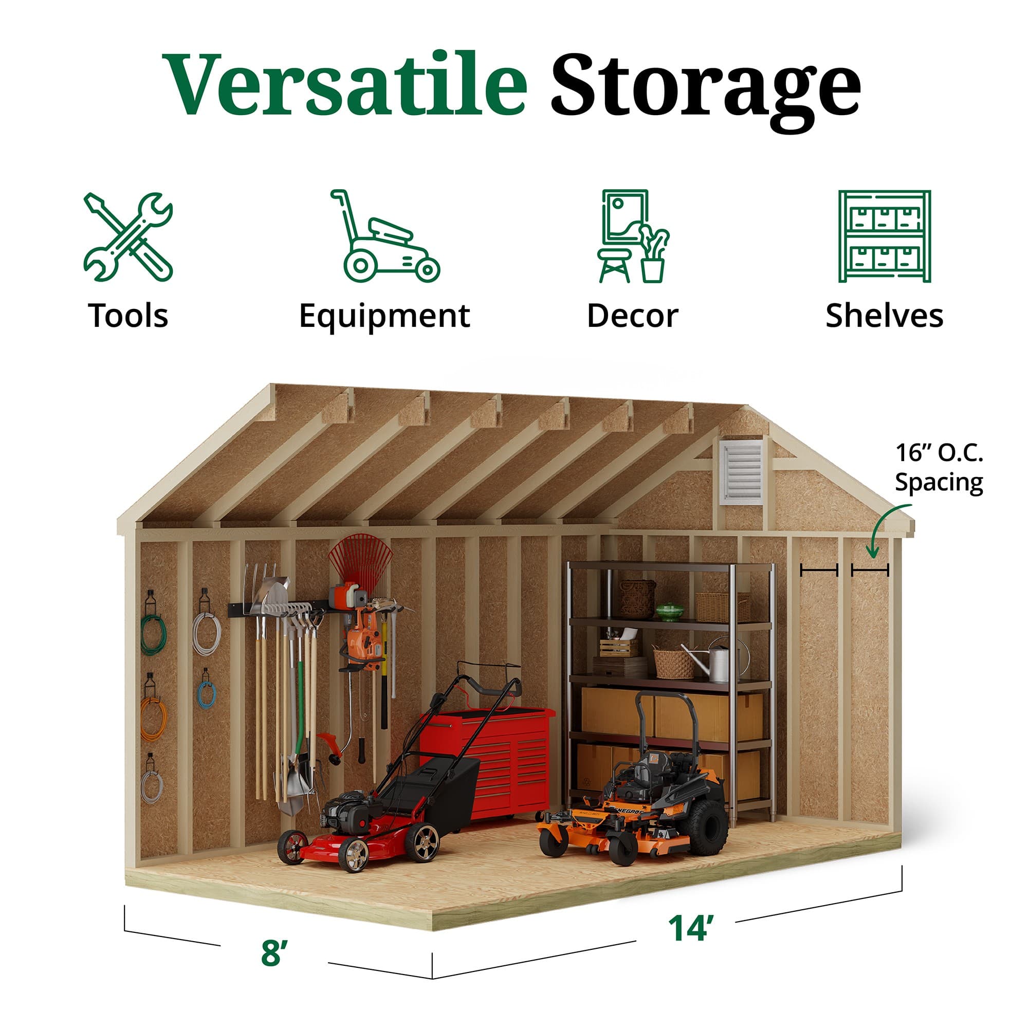 Colonial Pinehurst Shed interior graphic