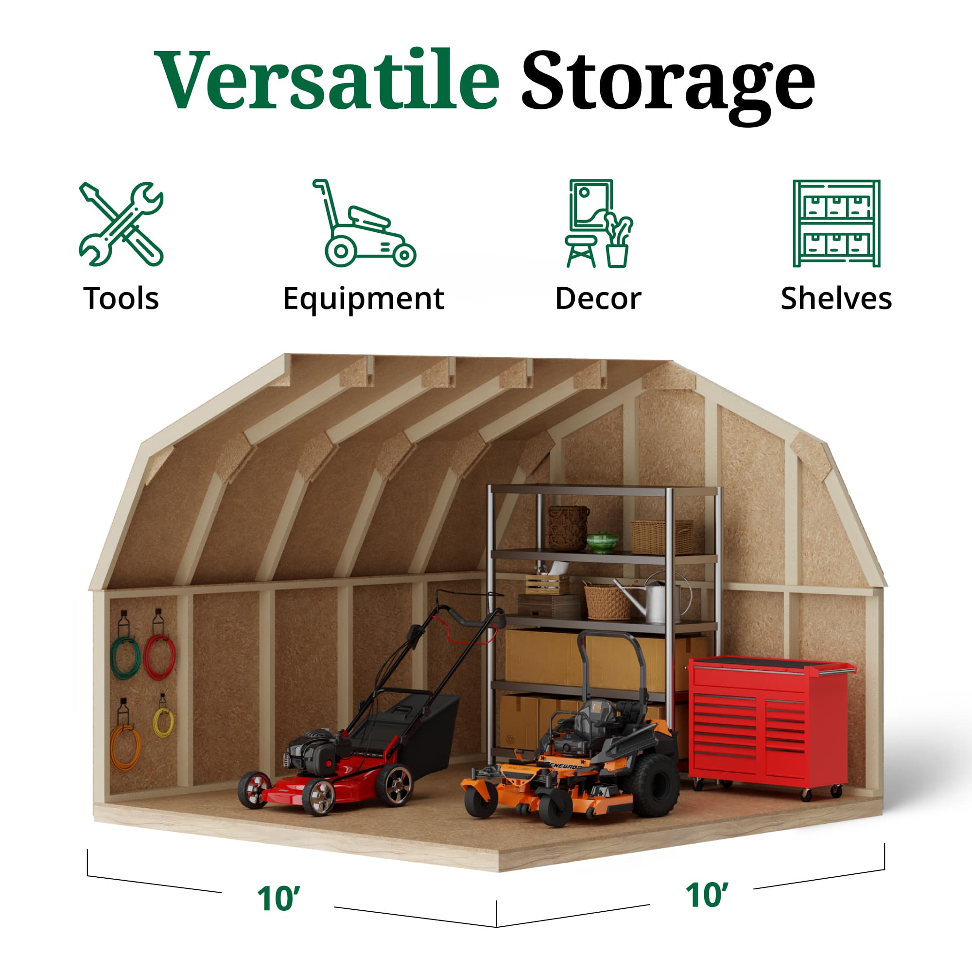 Value Gambrel Barn 4' Sidewalls interior graphic