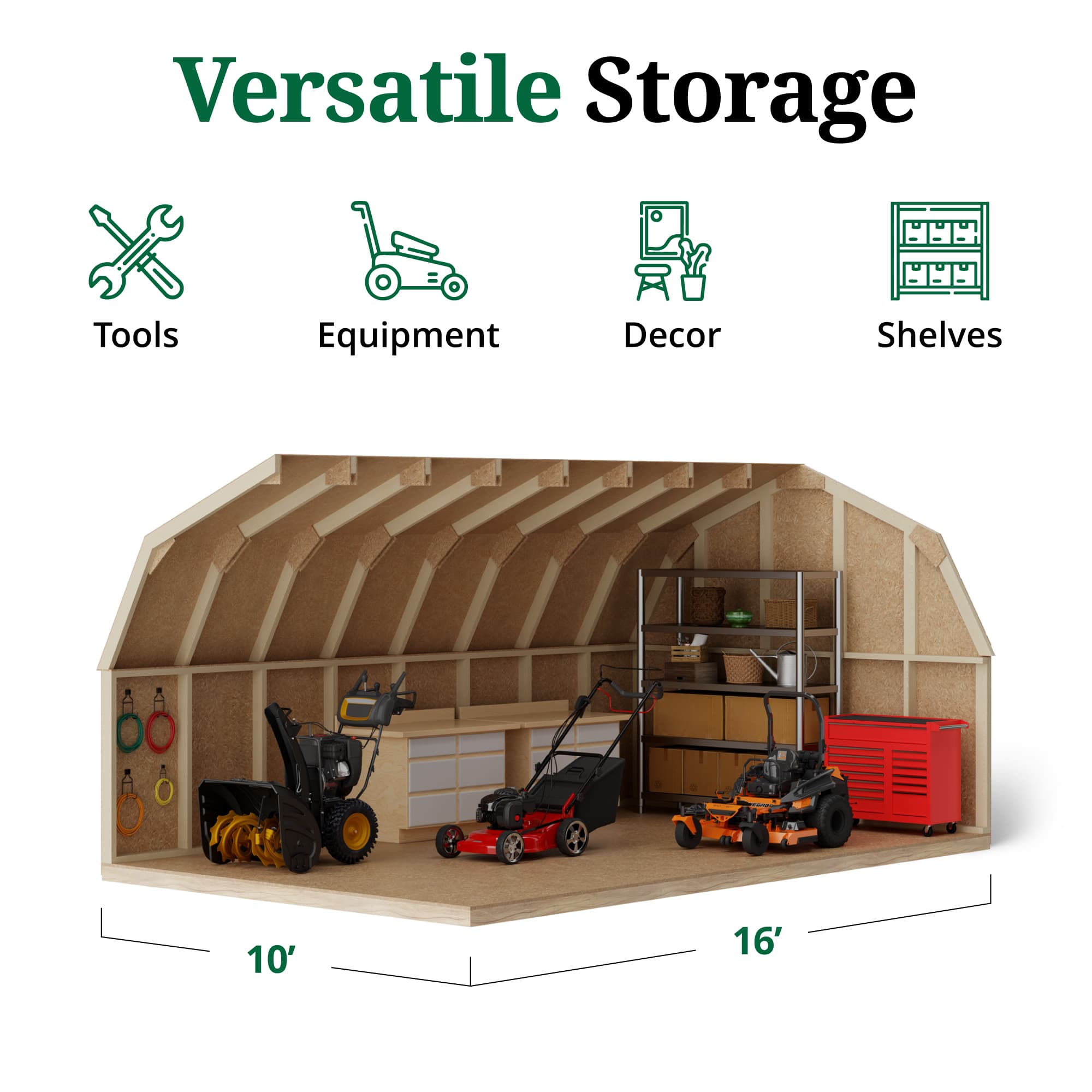 Value Gambrel Barn 4' Sidewalls interior graphic