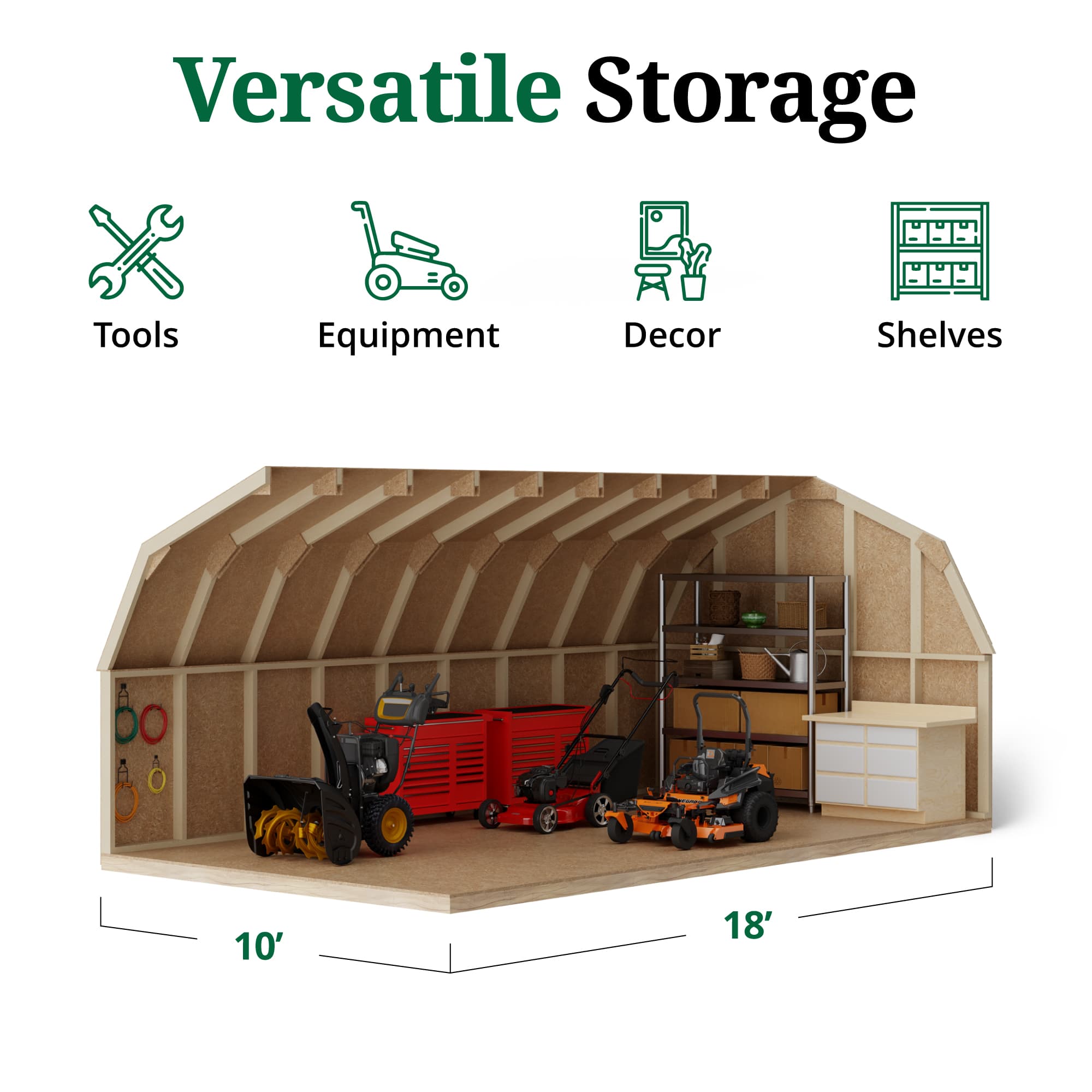 Value Gambrel Barn 4' Sidewalls interior graphic