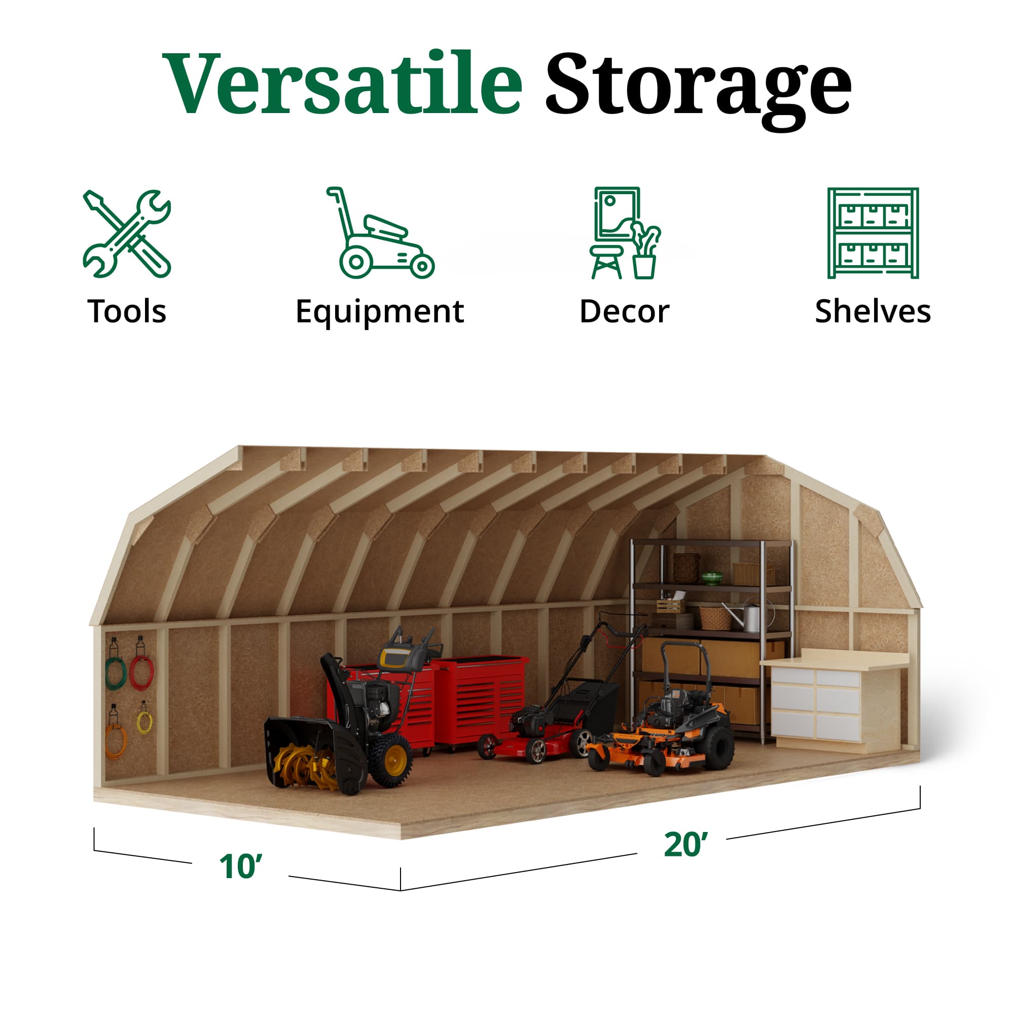 Value Gambrel Barn 4' Sidewalls interior graphic