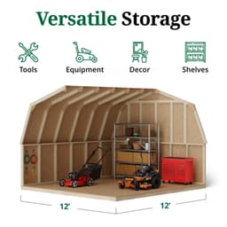 Value Gambrel Barn 4' Sidewalls interior graphic