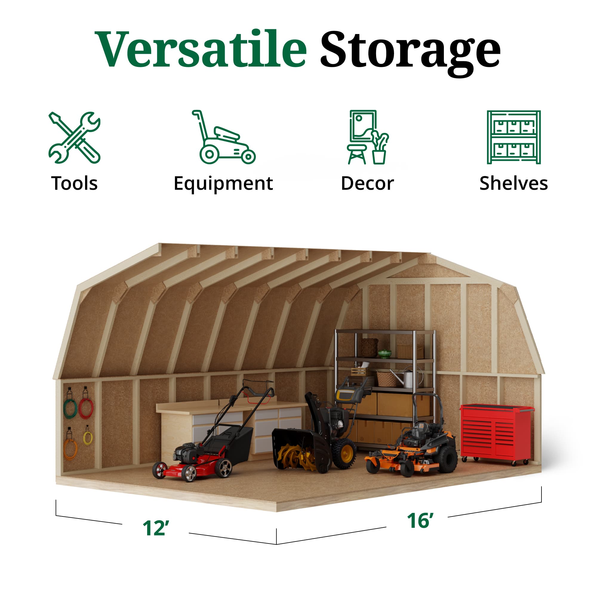 Value Gambrel 4' Barn Shed interior graphic