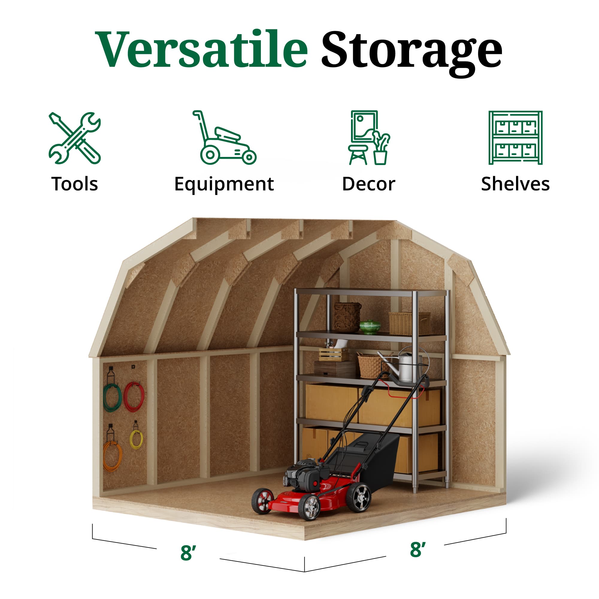 Value Gambrel Barn 4' Sidewalls interior graphic