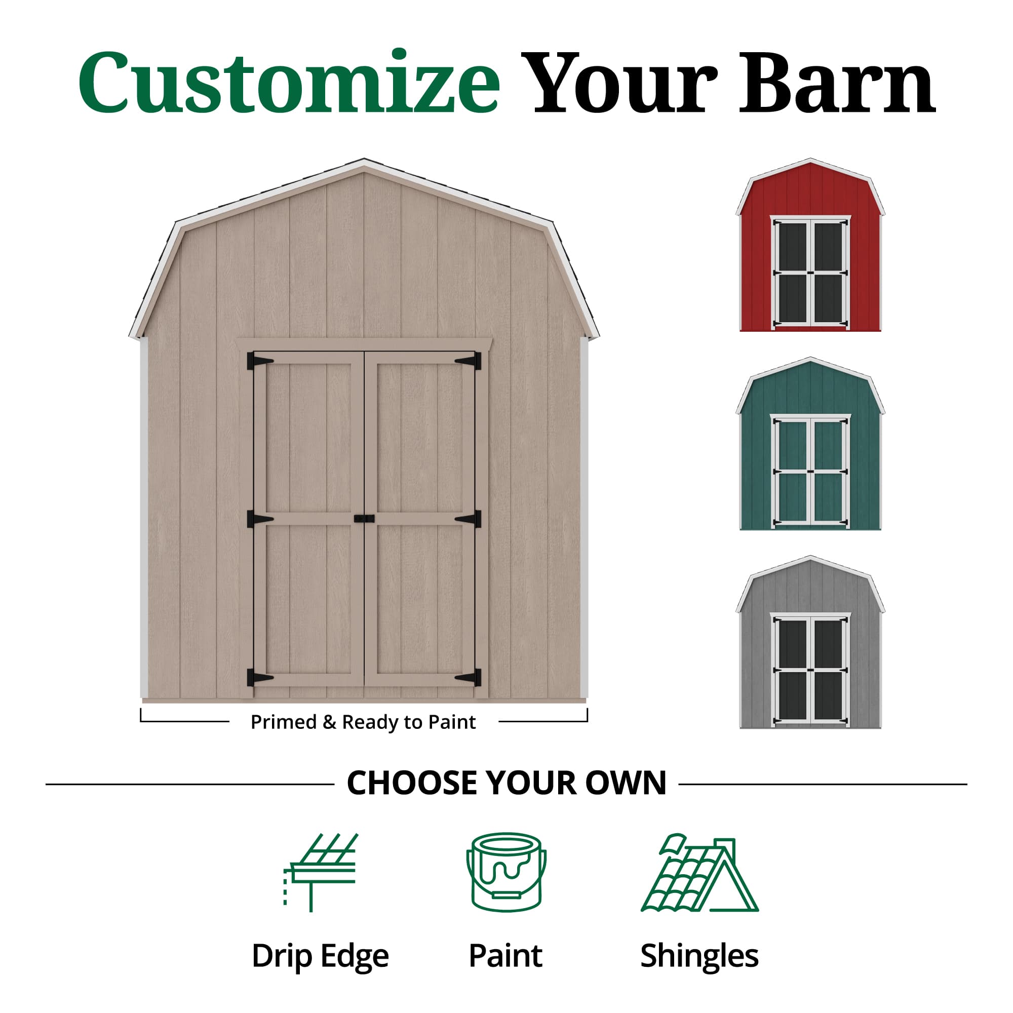 Value Gambrel Barn 6' Sidewalls customize graphic