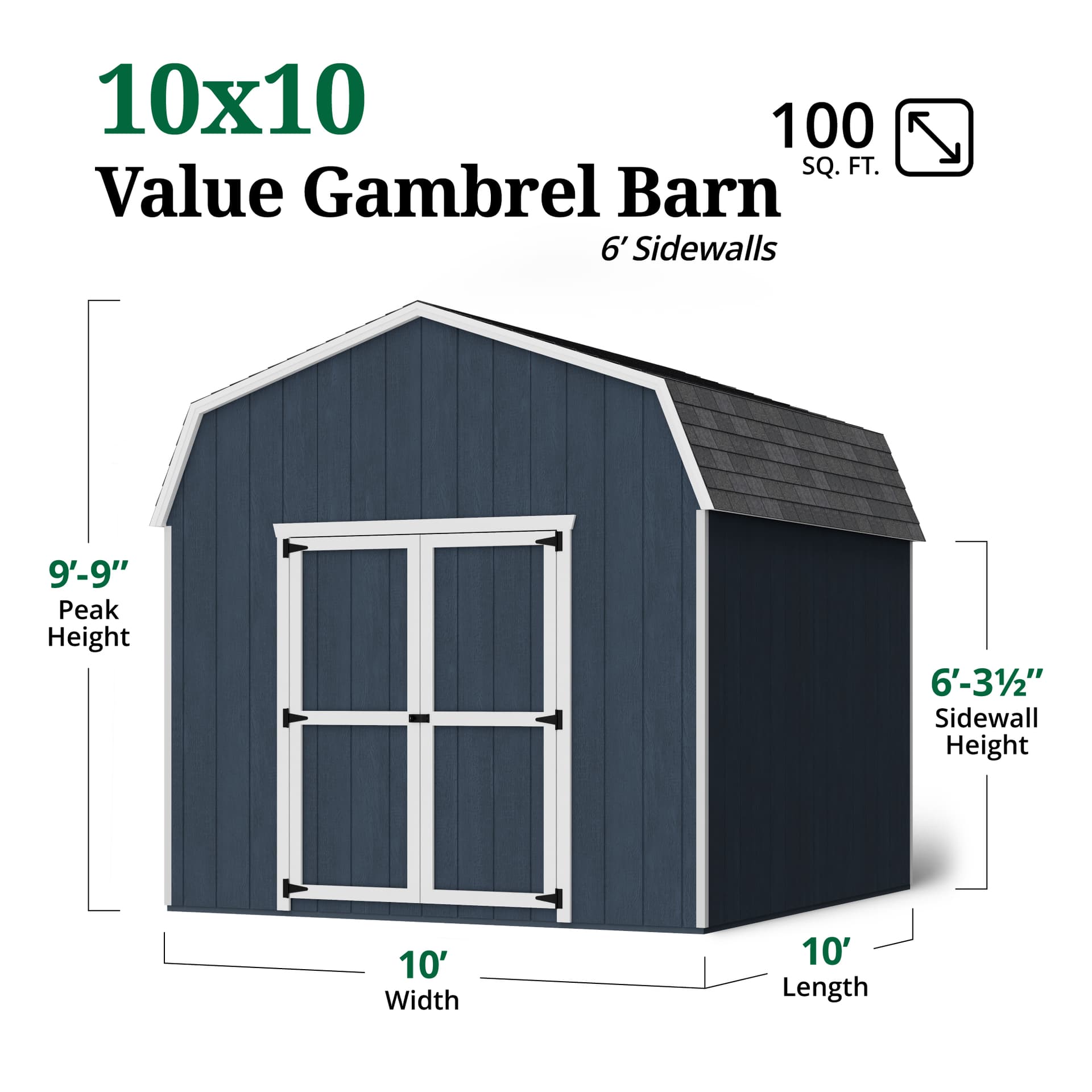 Value Gambrel 6' Barn Shed dimensions
