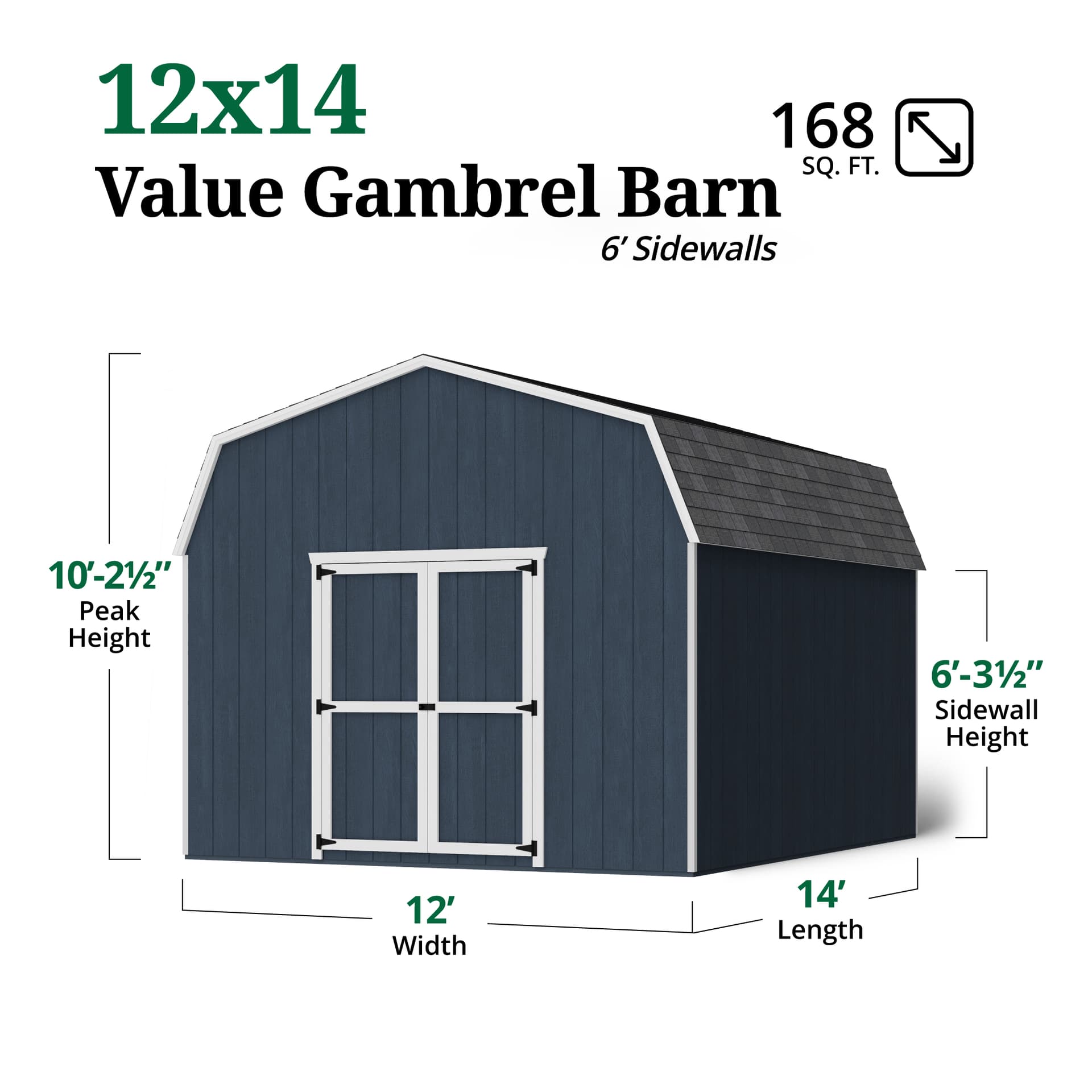 Value Gambrel 6' Barn Shed dimensions