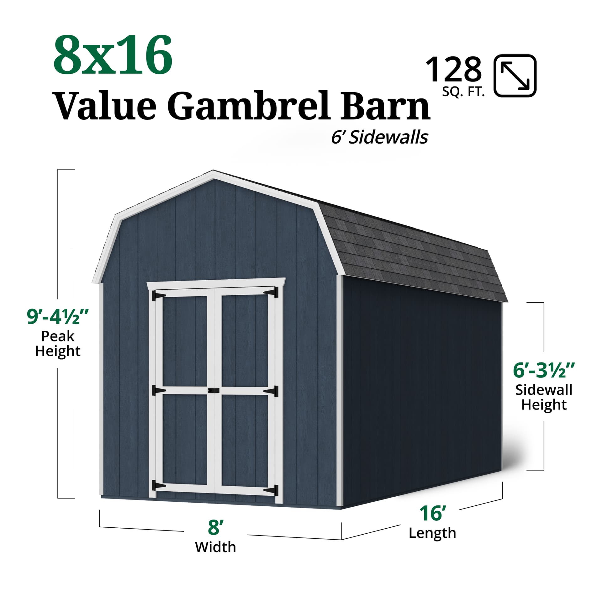 Value Gambrel 6' Barn Shed dimensions