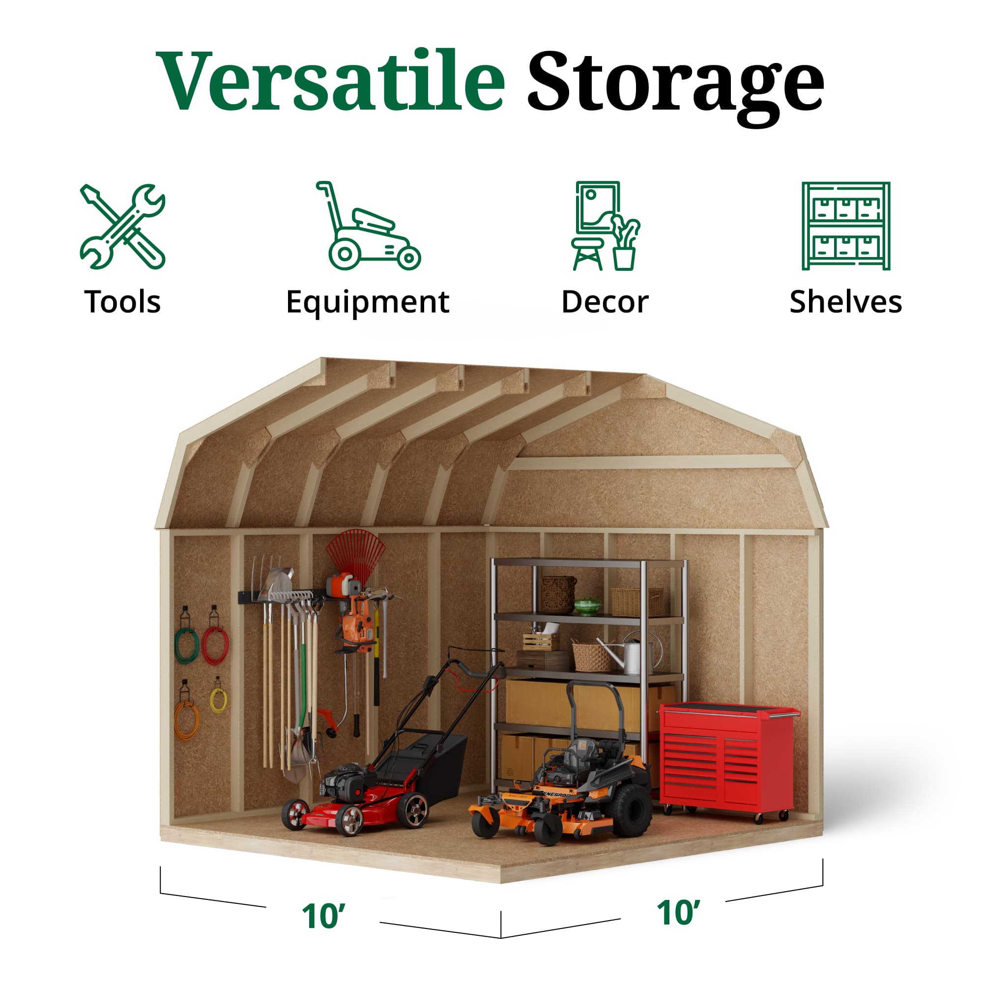 Value Gambrel 6' Barn Shed interior graphic