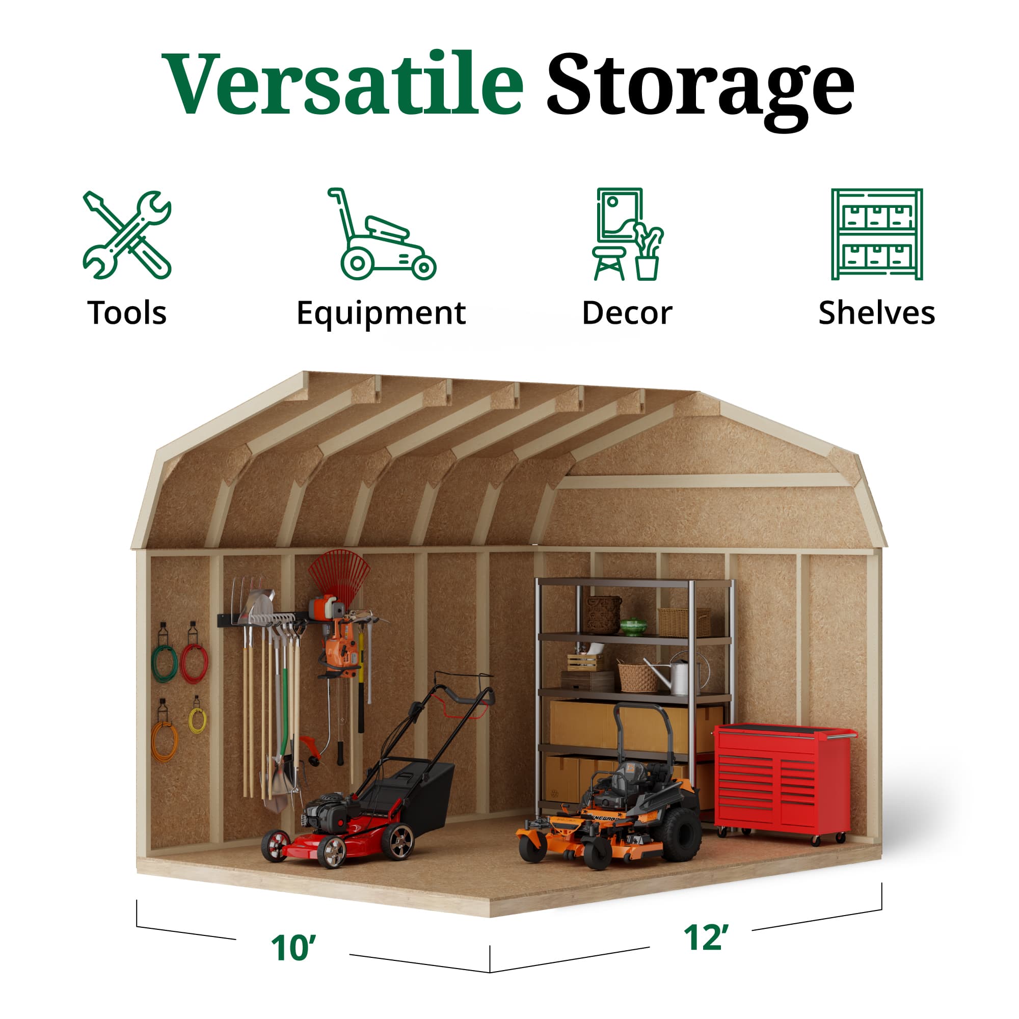 Value Gambrel Barn 6' Sidewalls interior graphic