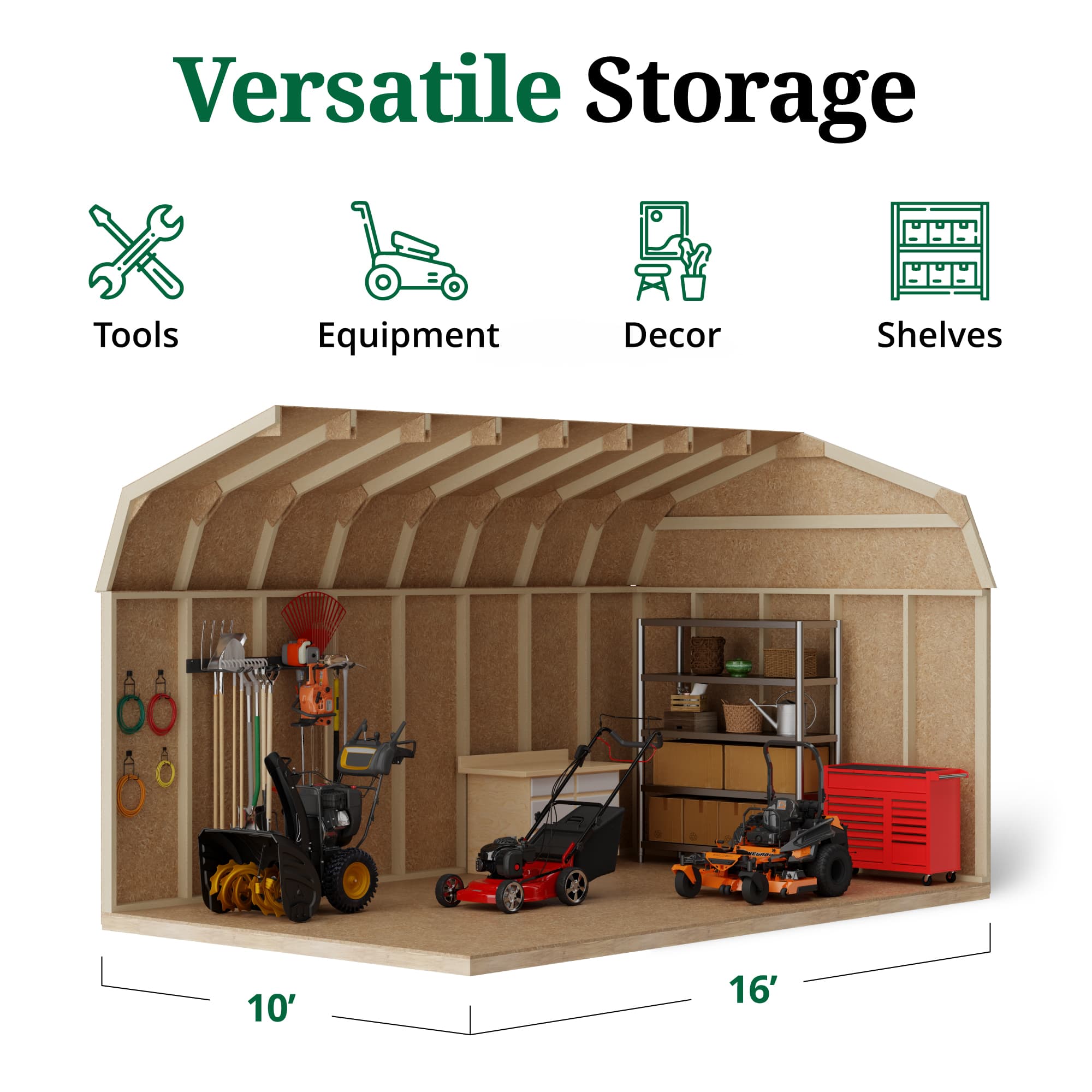 Value Gambrel Barn 6' Sidewalls interior graphic