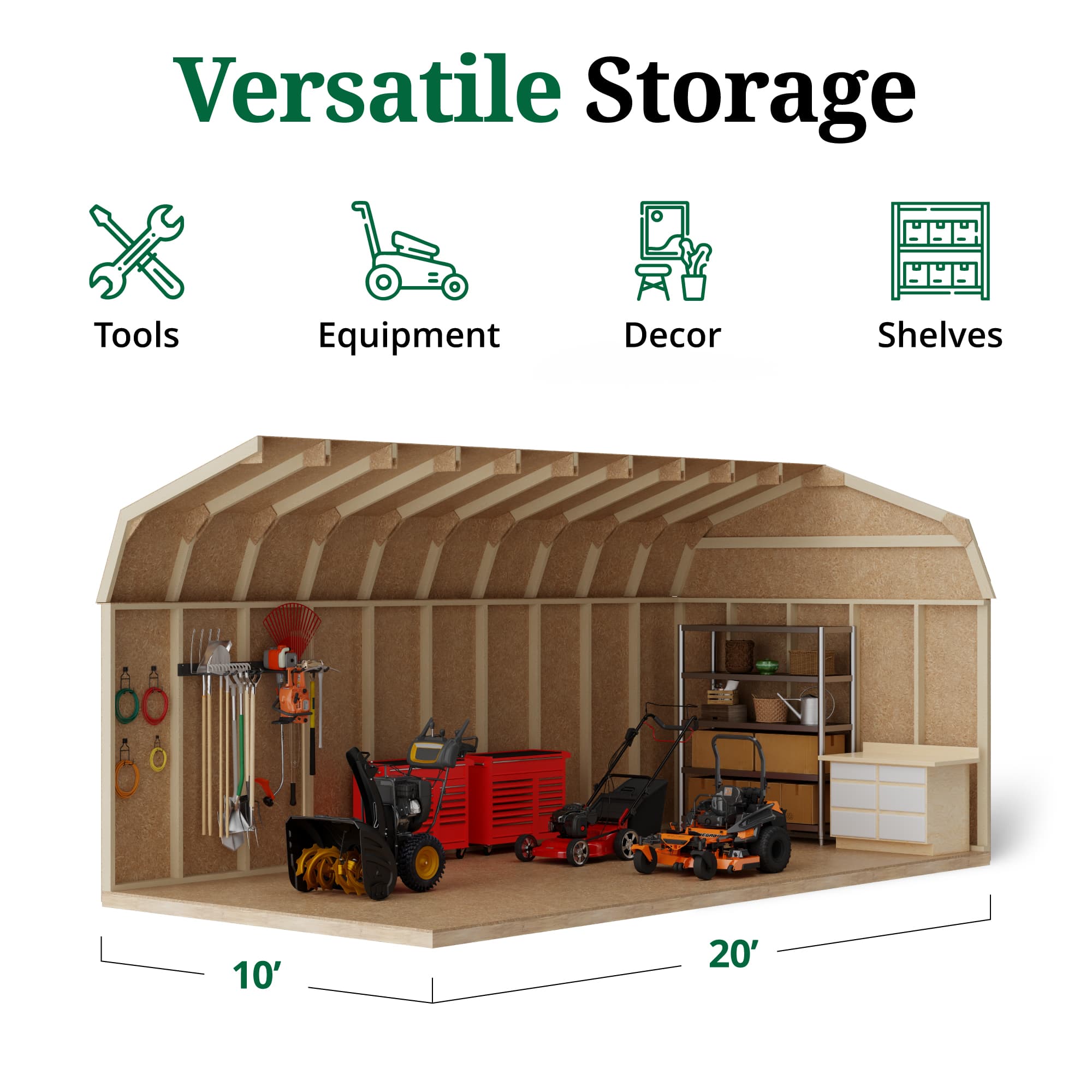 Value Gambrel Barn 6' Sidewalls interior graphic