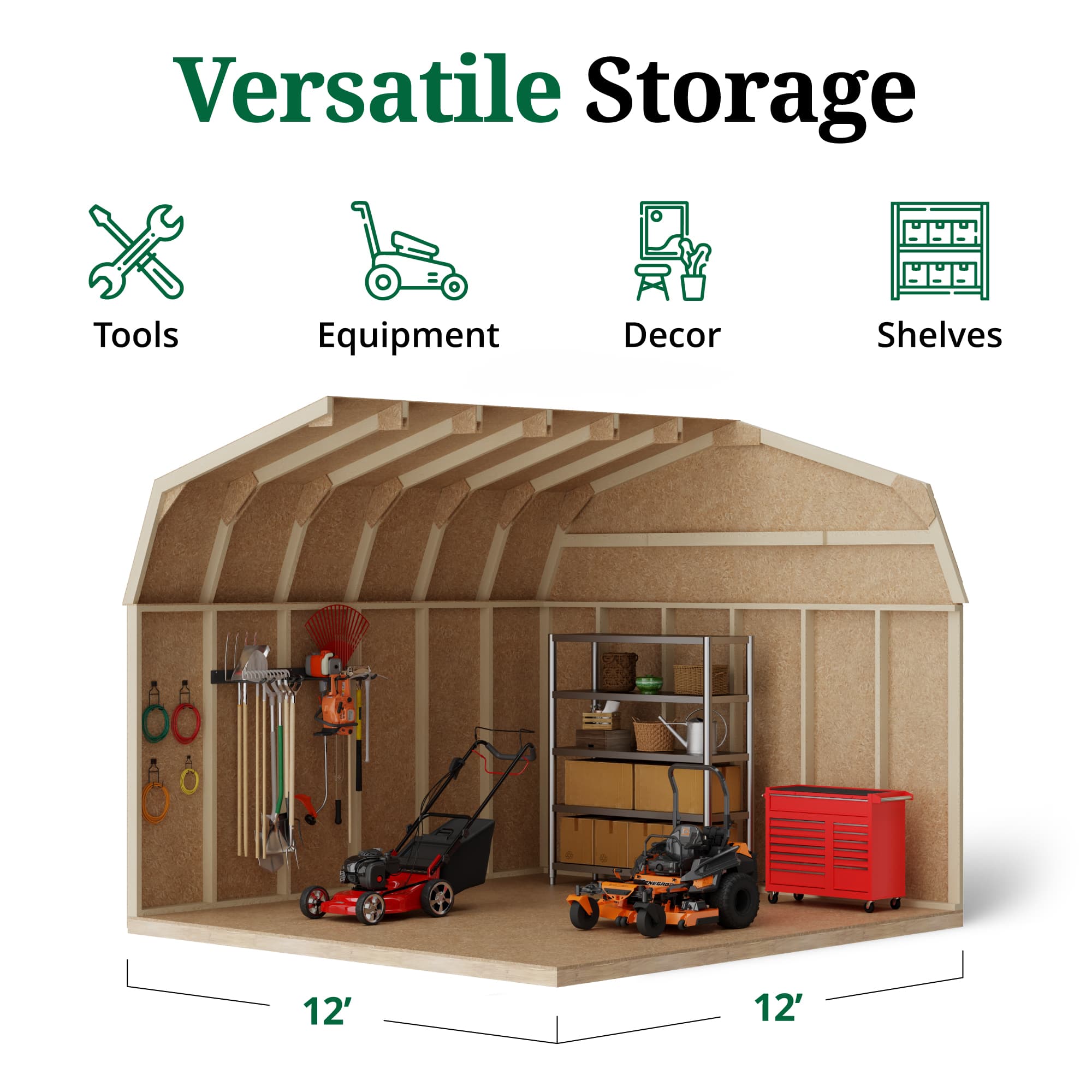 Value Gambrel Barn 6' Sidewalls interior graphic