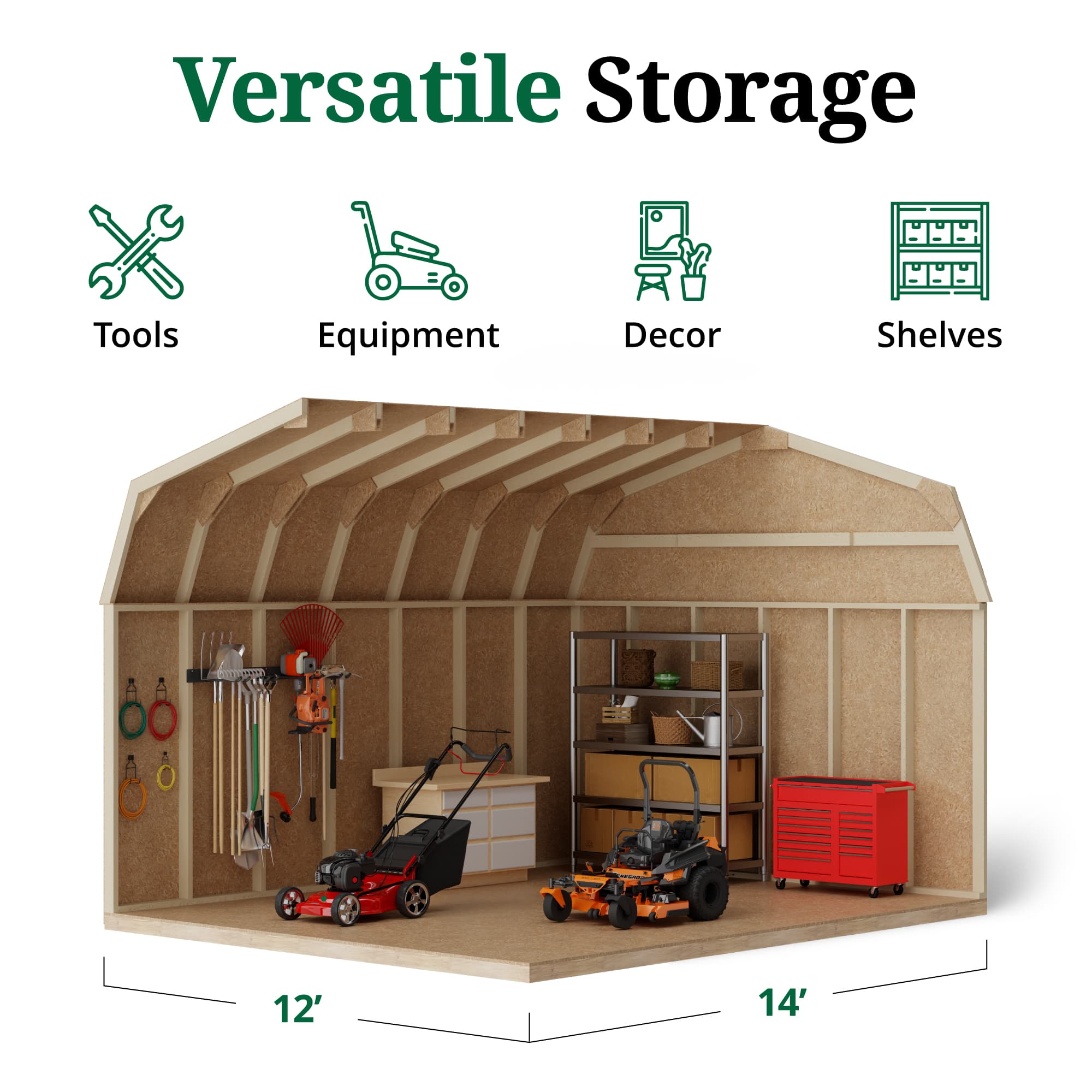 Value Gambrel 6' Barn Shed interior graphic