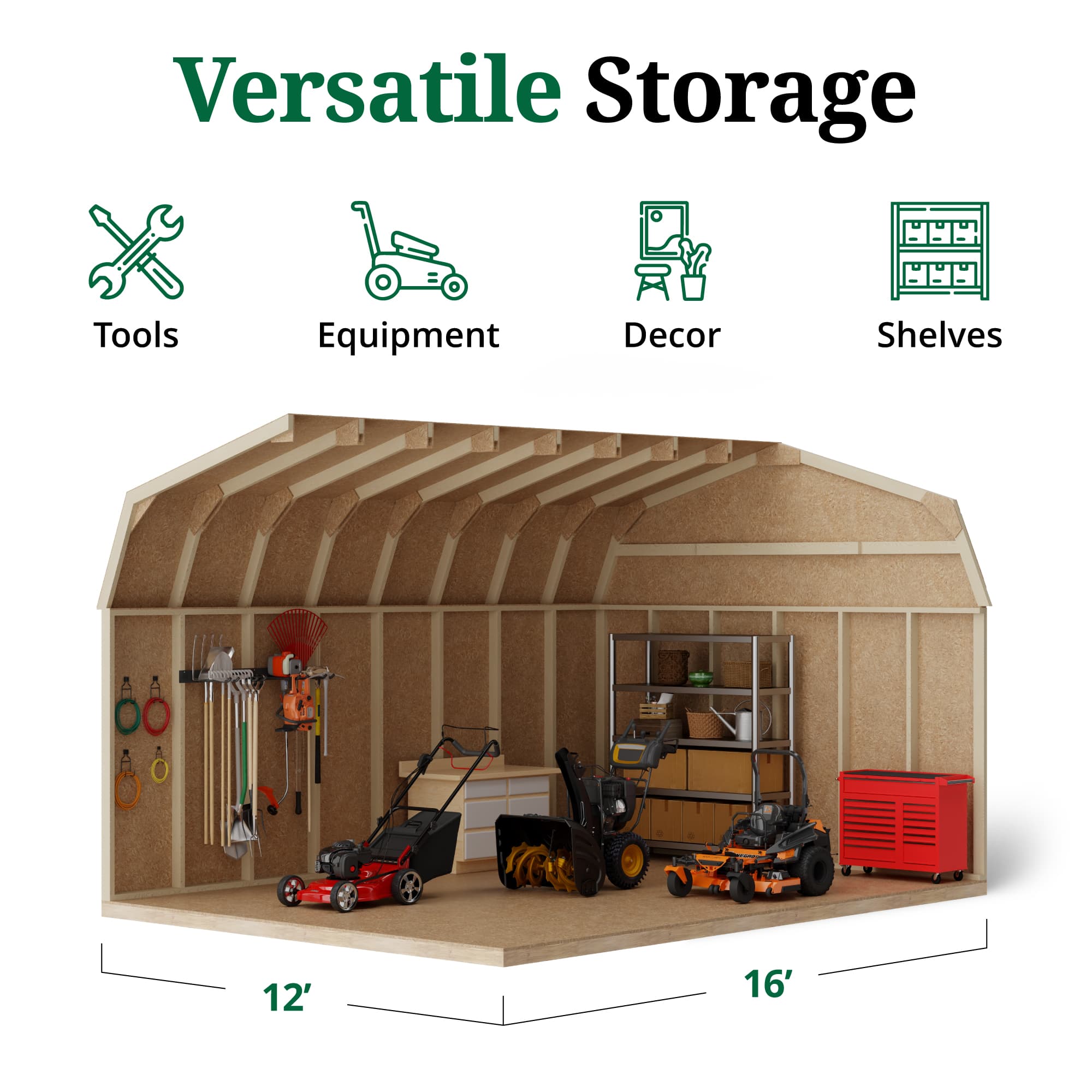 Value Gambrel Barn 6' Sidewalls interior graphic