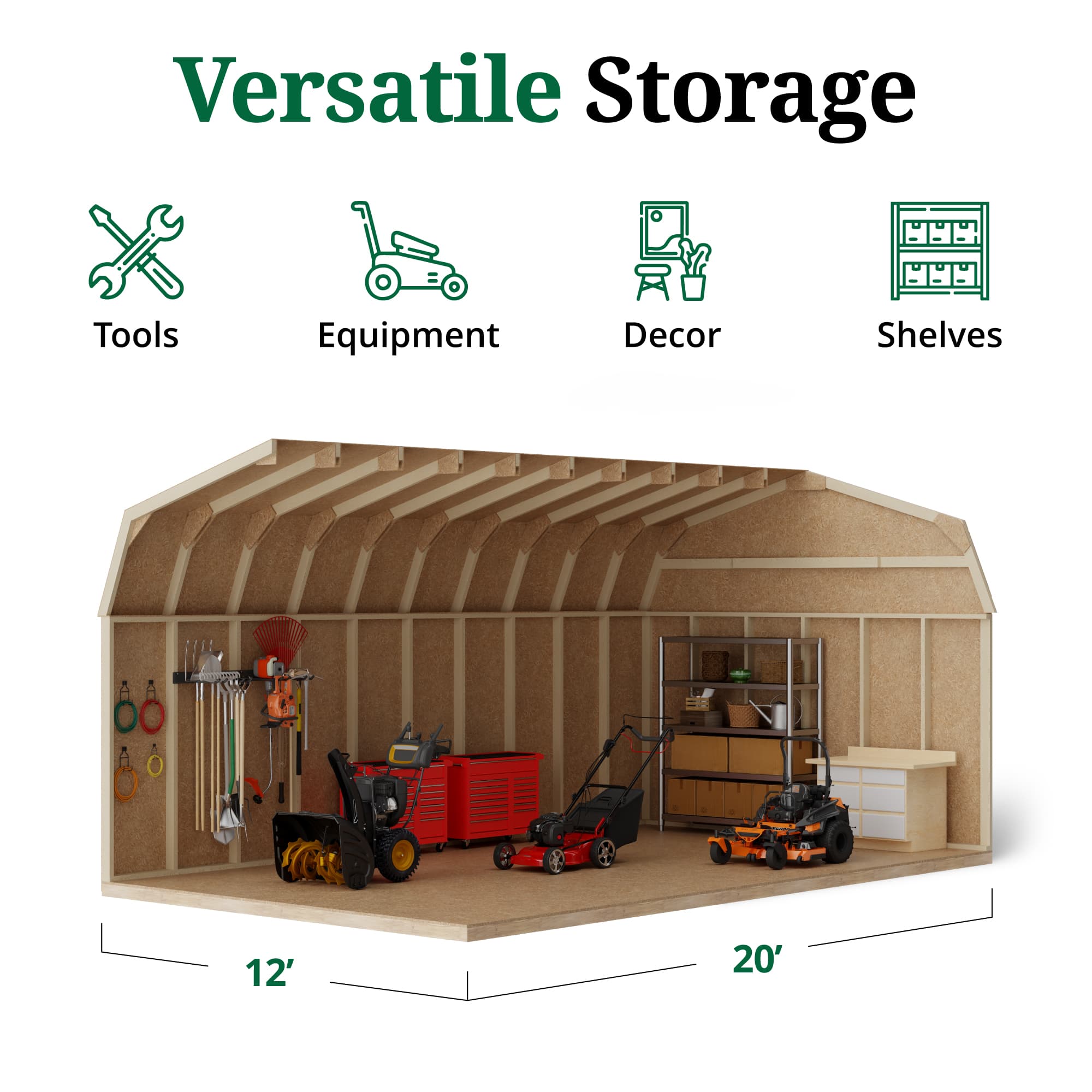 Value Gambrel Barn 6' Sidewalls interior graphic