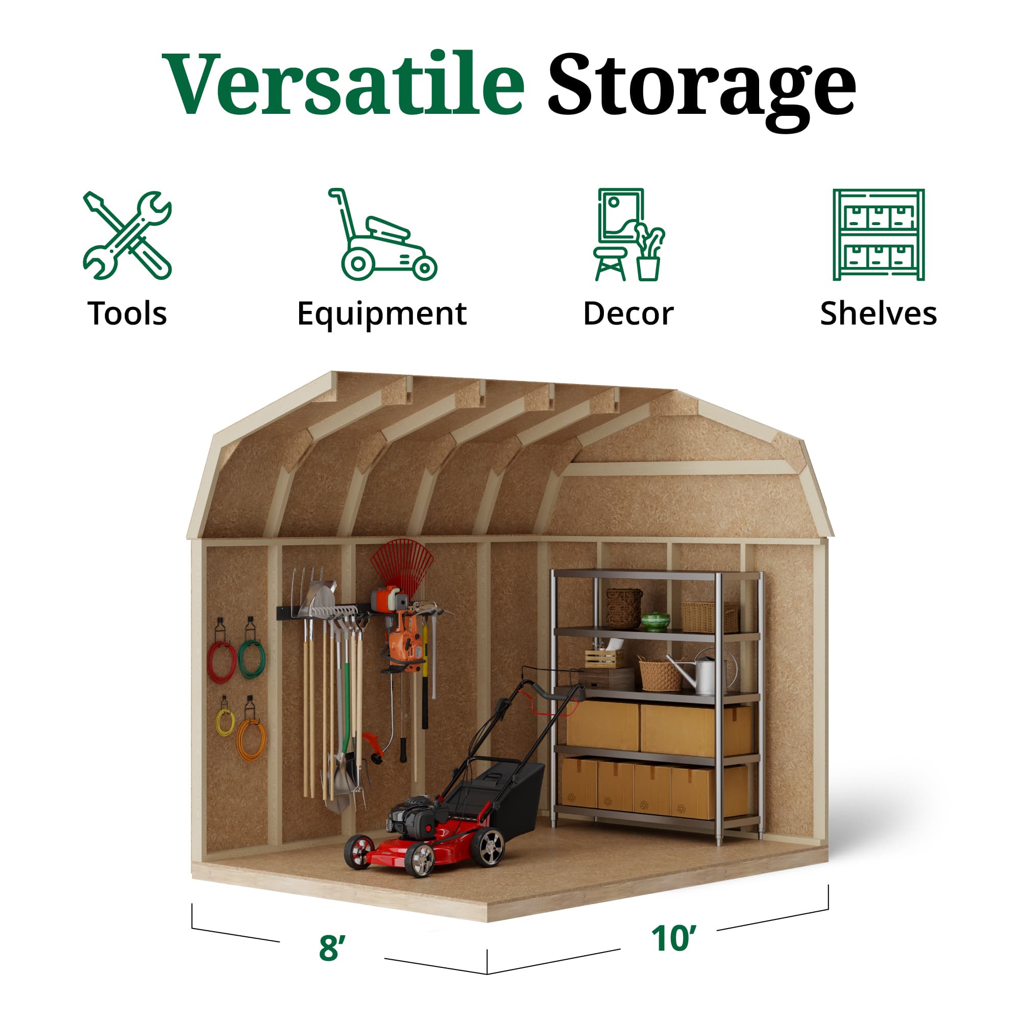 Value Gambrel Barn 6' Sidewalls interior graphic