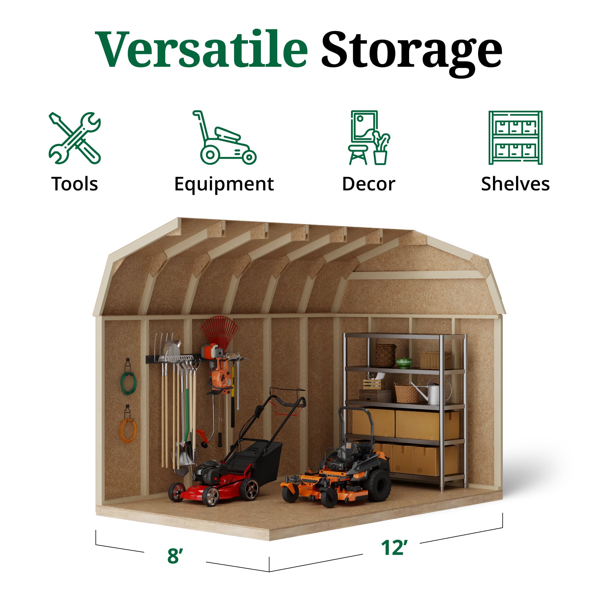 Value Gambrel Barn 6' Sidewalls interior graphic