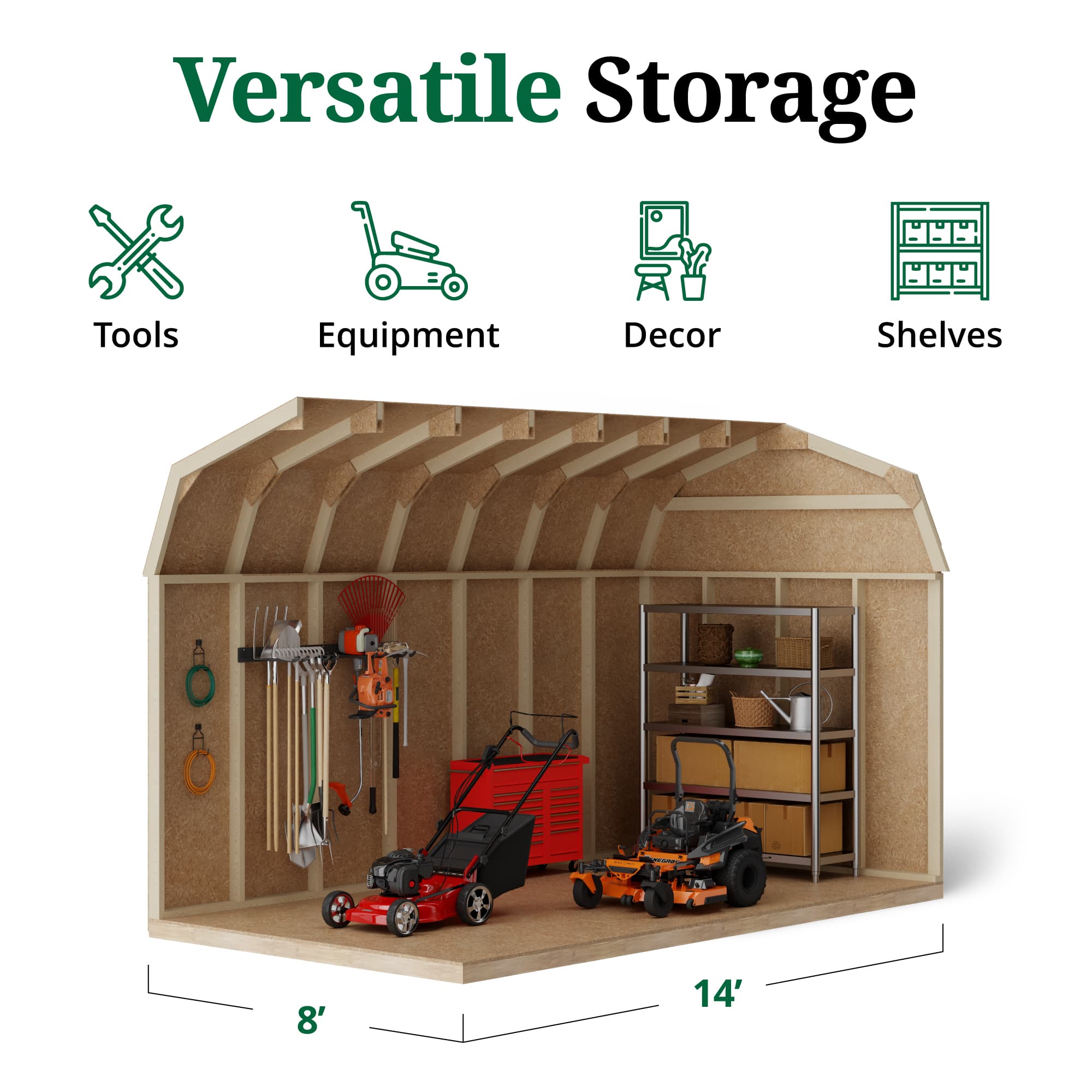 Value Gambrel Barn 6' Sidewalls interior graphic