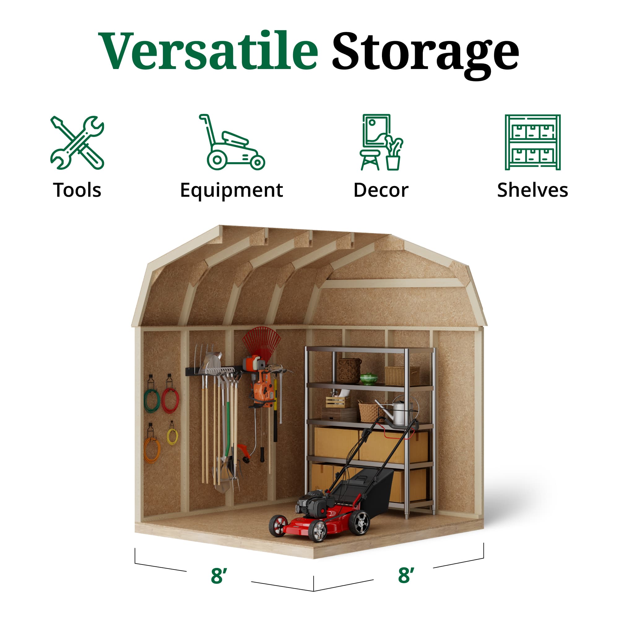 Value Gambrel Barn 6' Sidewalls interior graphic
