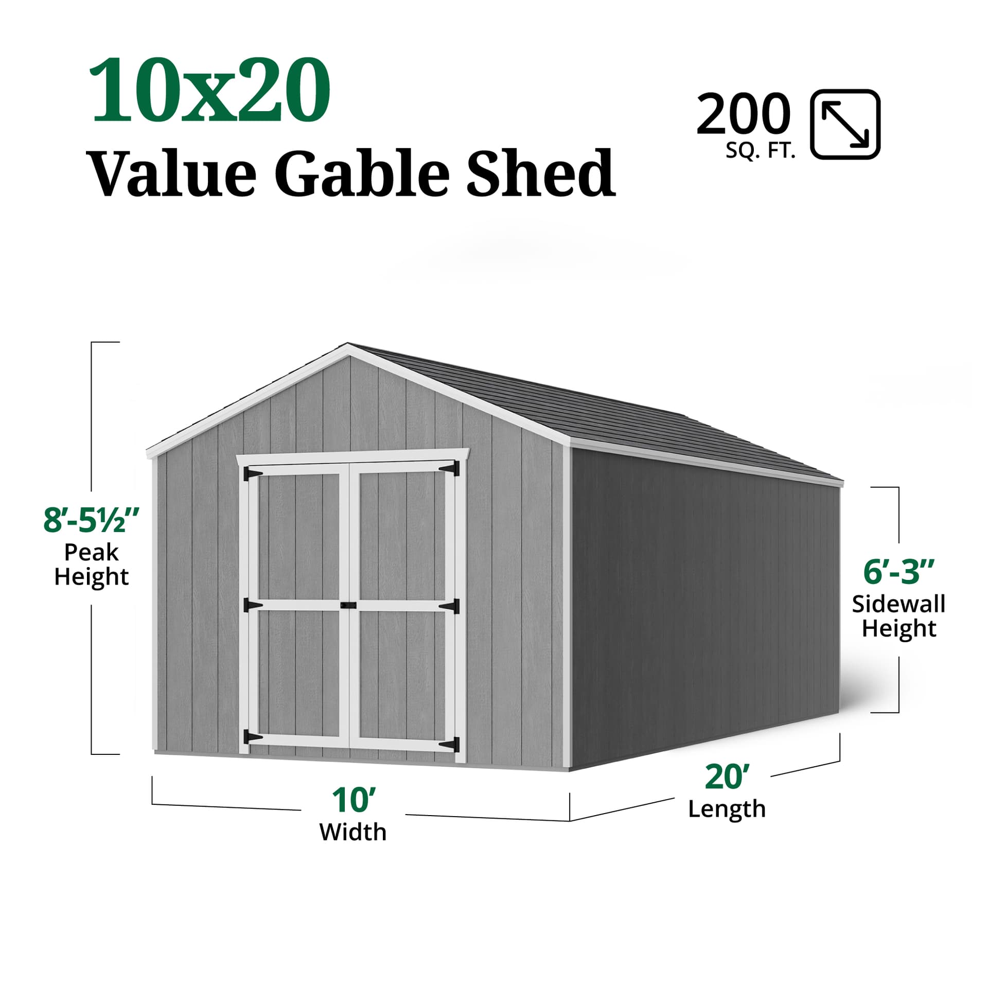 Value Gable Shed dimensions