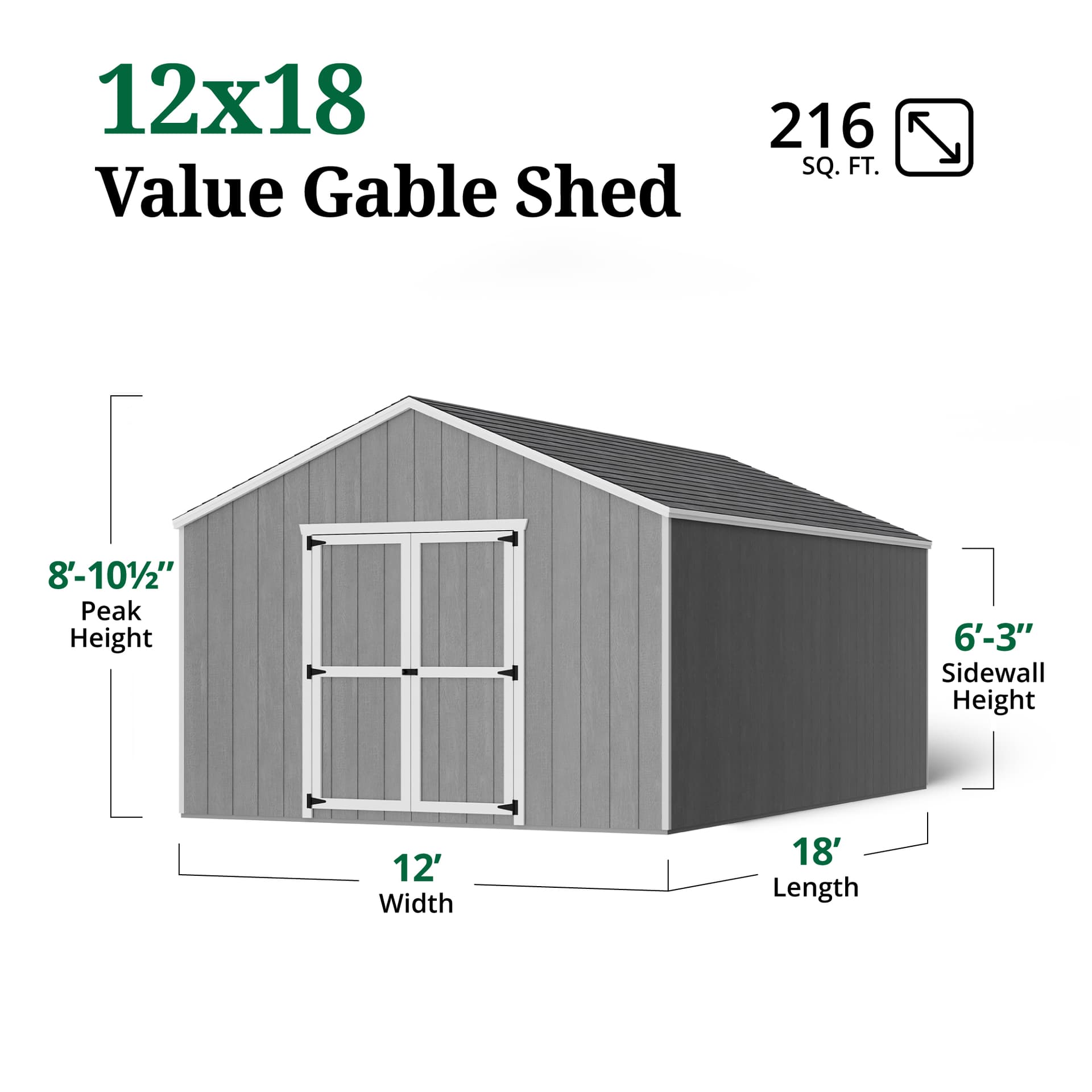 Value Gable Shed dimensions
