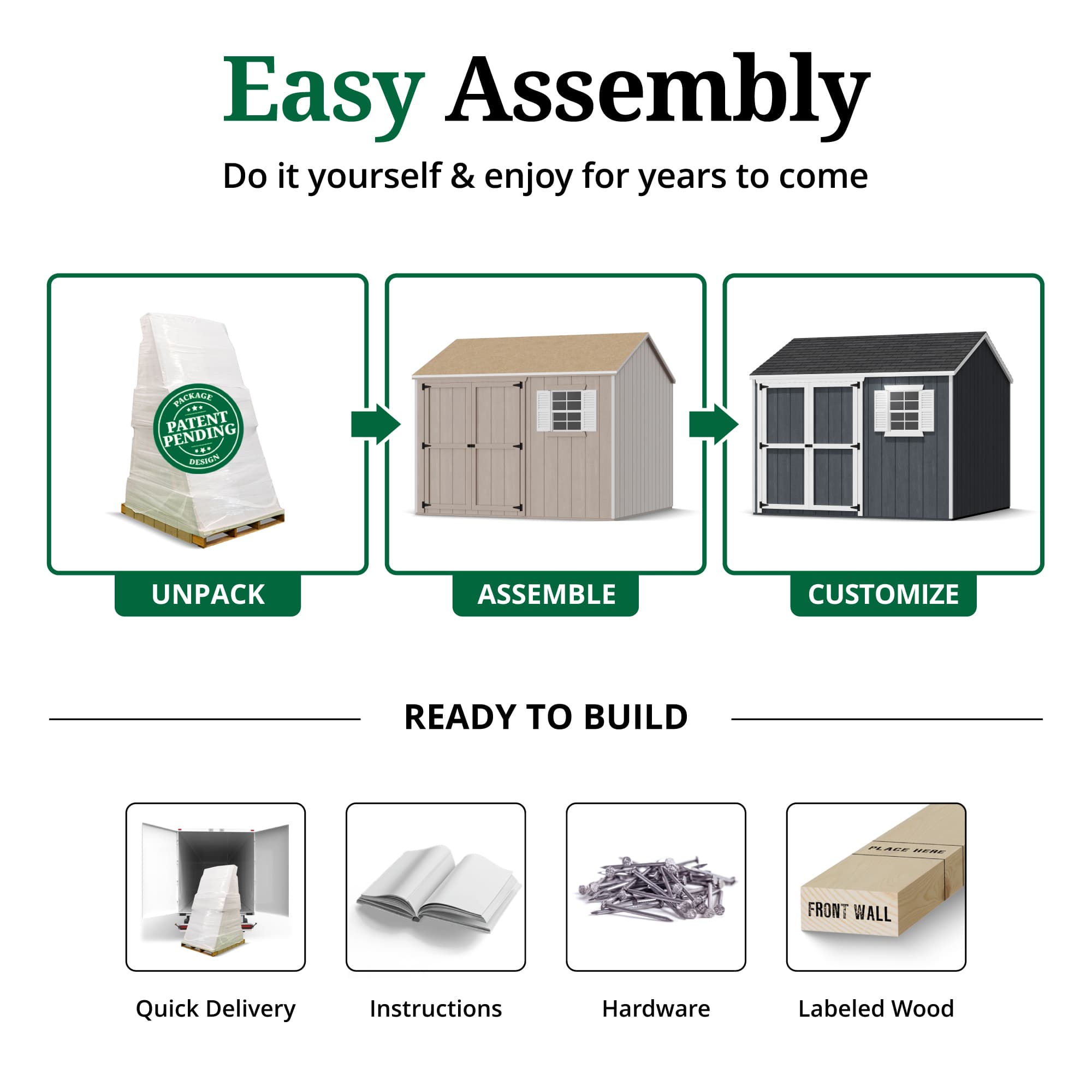 Value Workshop Shed easy assembly graphic