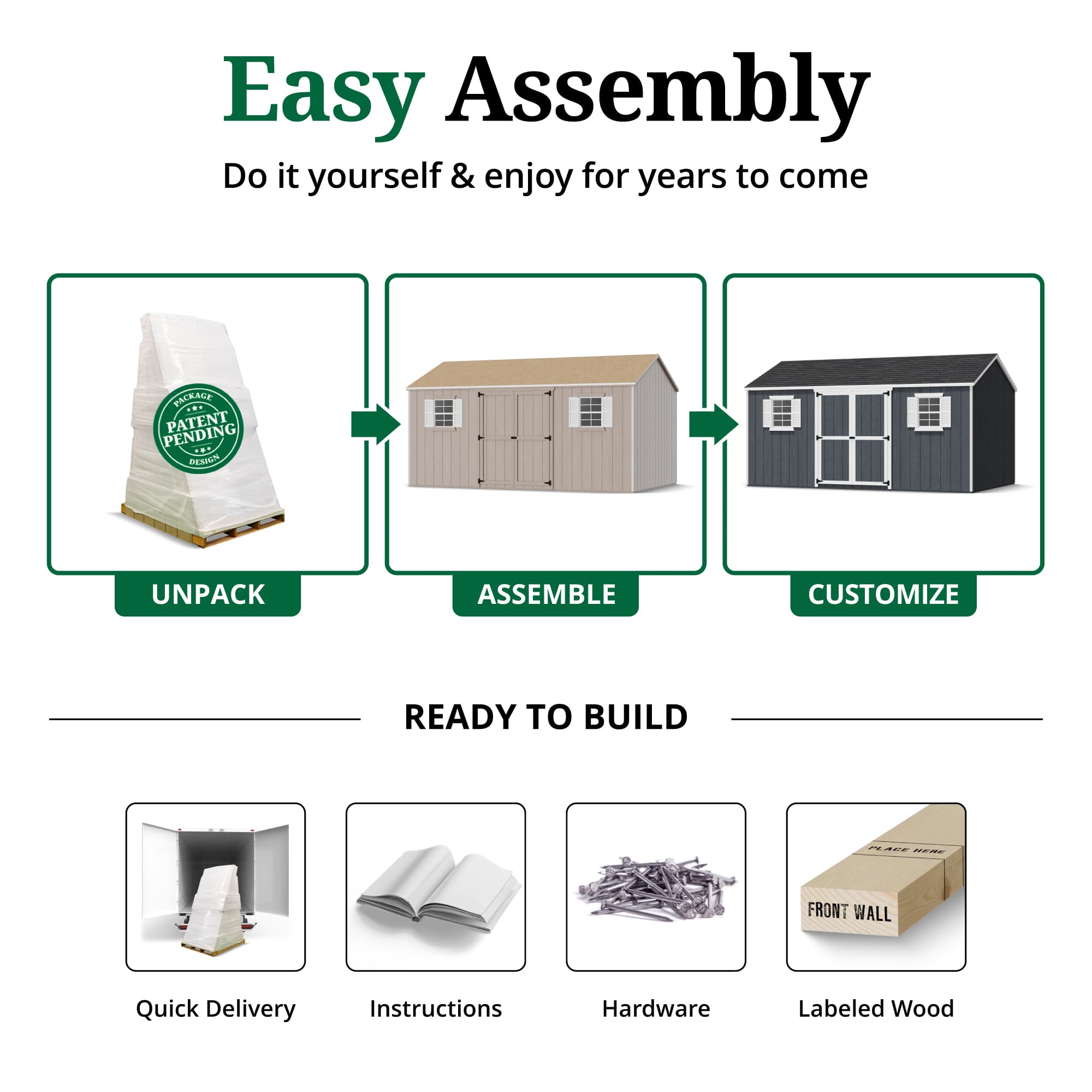 Value Workshop Shed easy assembly graphic