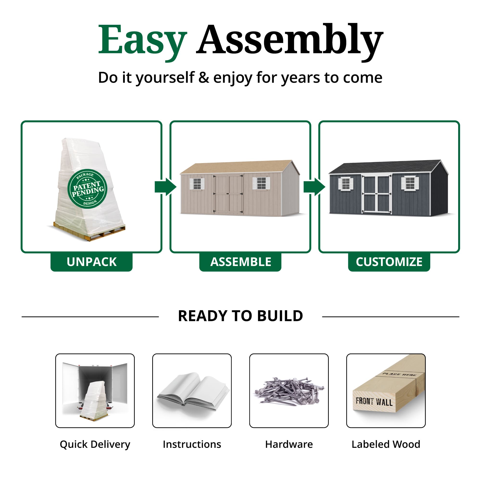 Value Workshop Shed easy assembly graphic