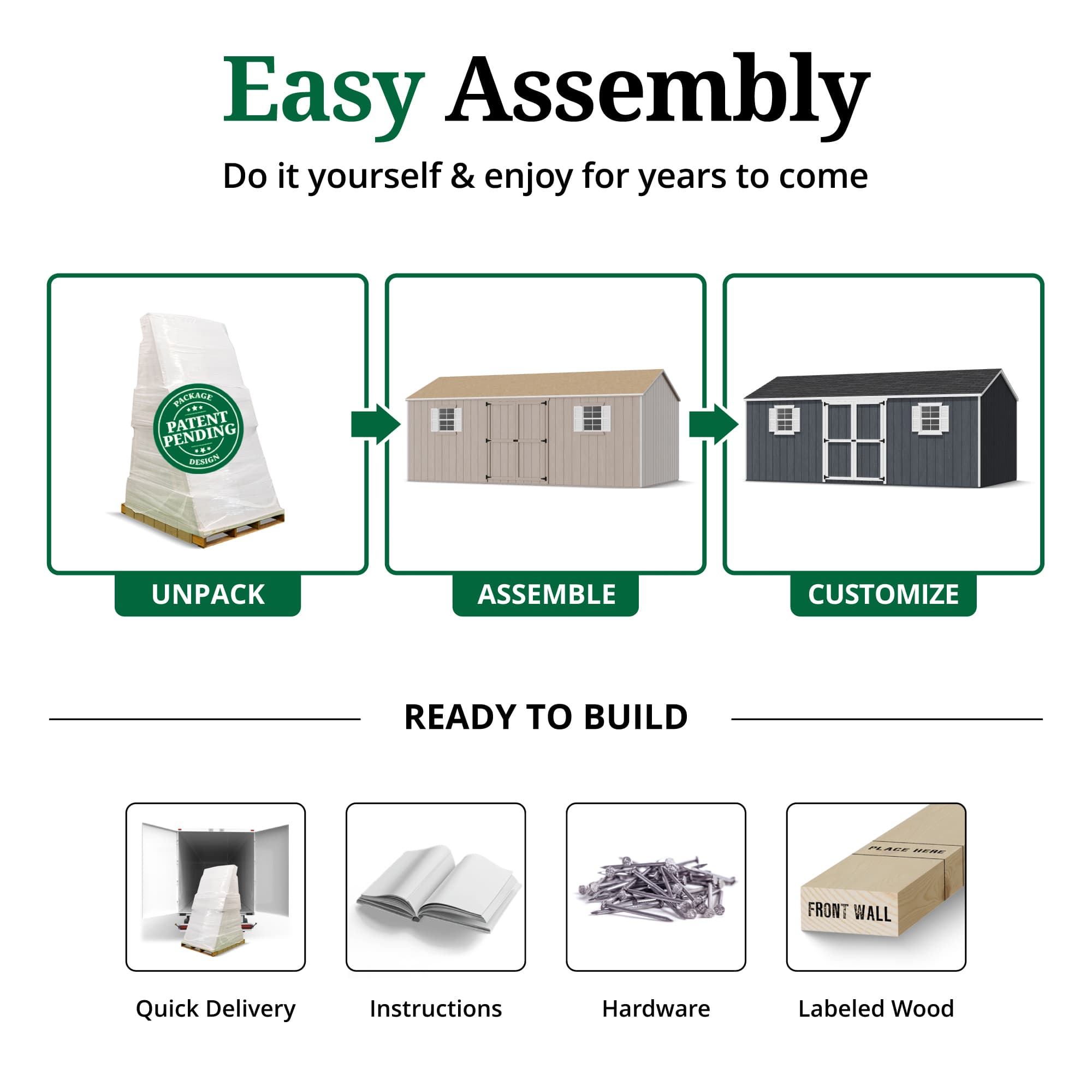 Value Workshop Shed easy assembly graphic