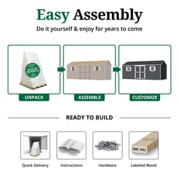 Value Workshop Shed easy assembly graphic