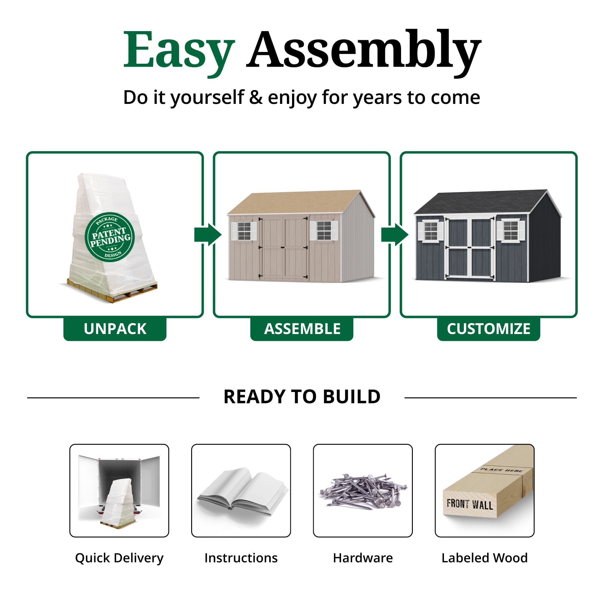 Value Workshop Shed easy assembly graphic