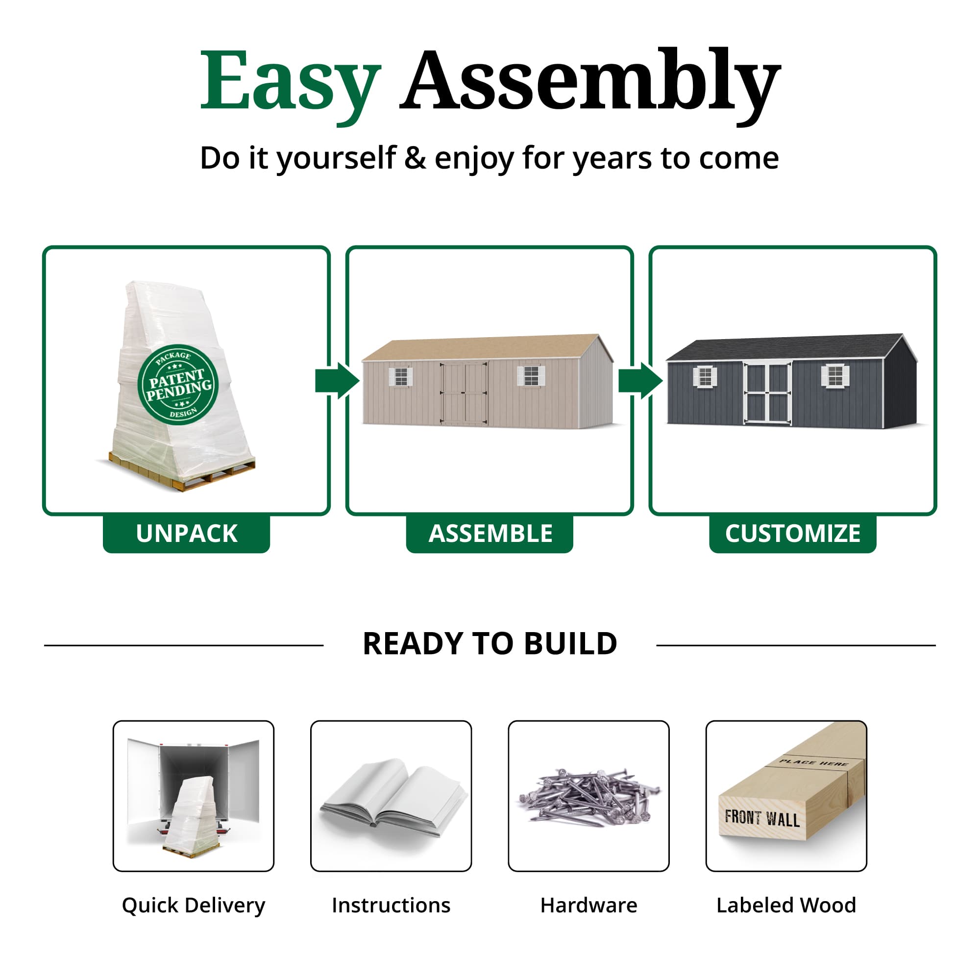 Value Workshop Shed easy assembly graphic
