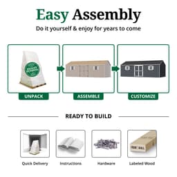 Value Workshop Shed easy assembly graphic