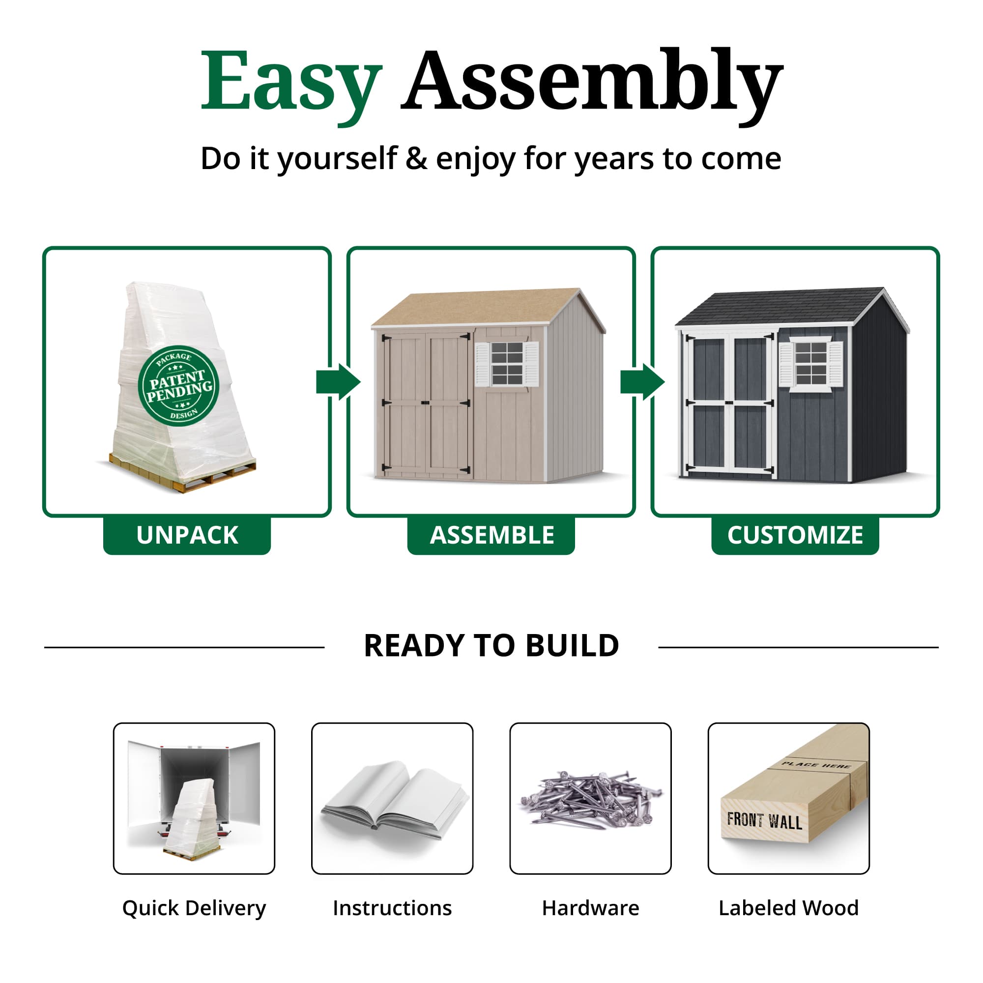 Value Workshop Shed easy assembly graphic
