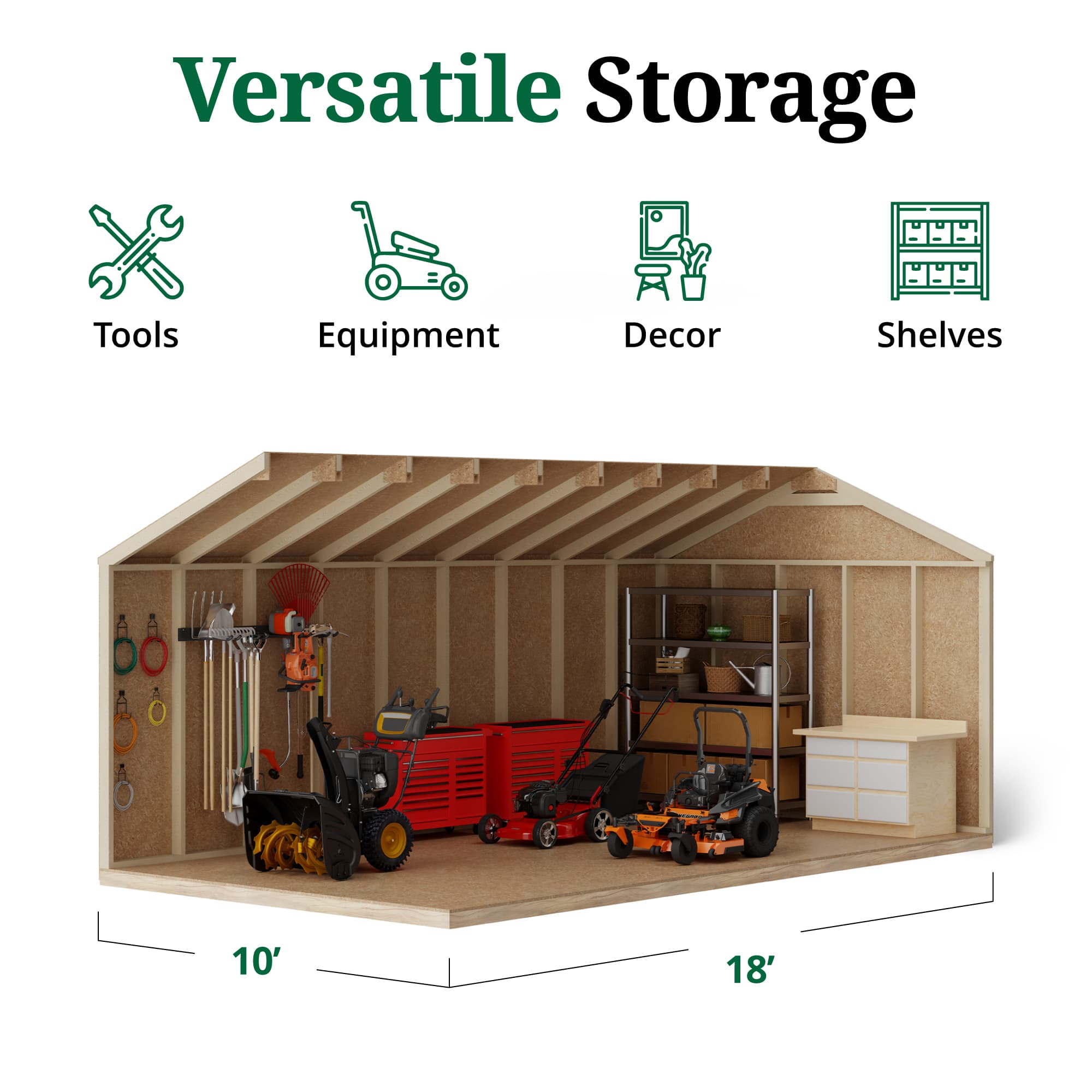 Value Workshop Shed interior graphic