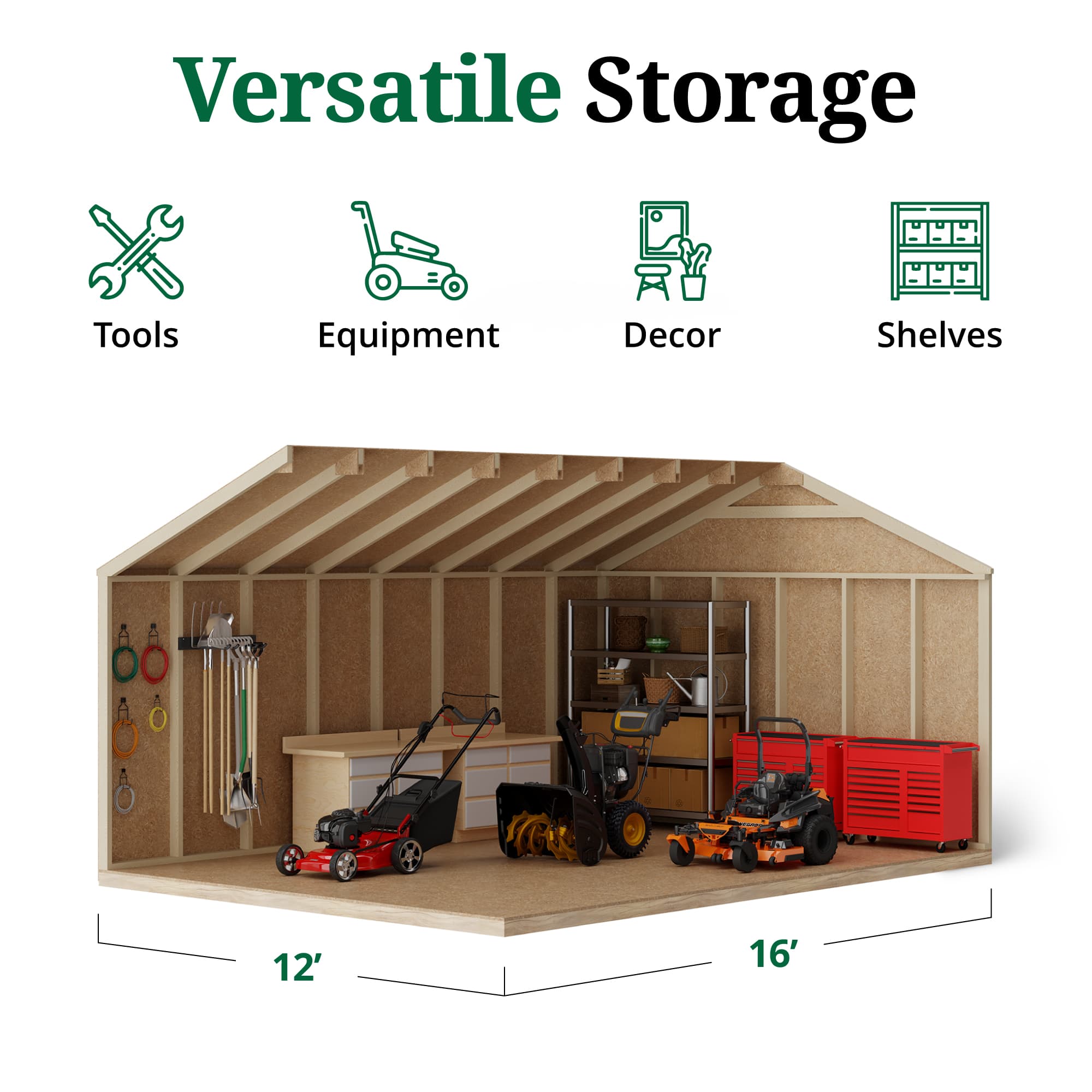 Value Workshop Shed interior graphic