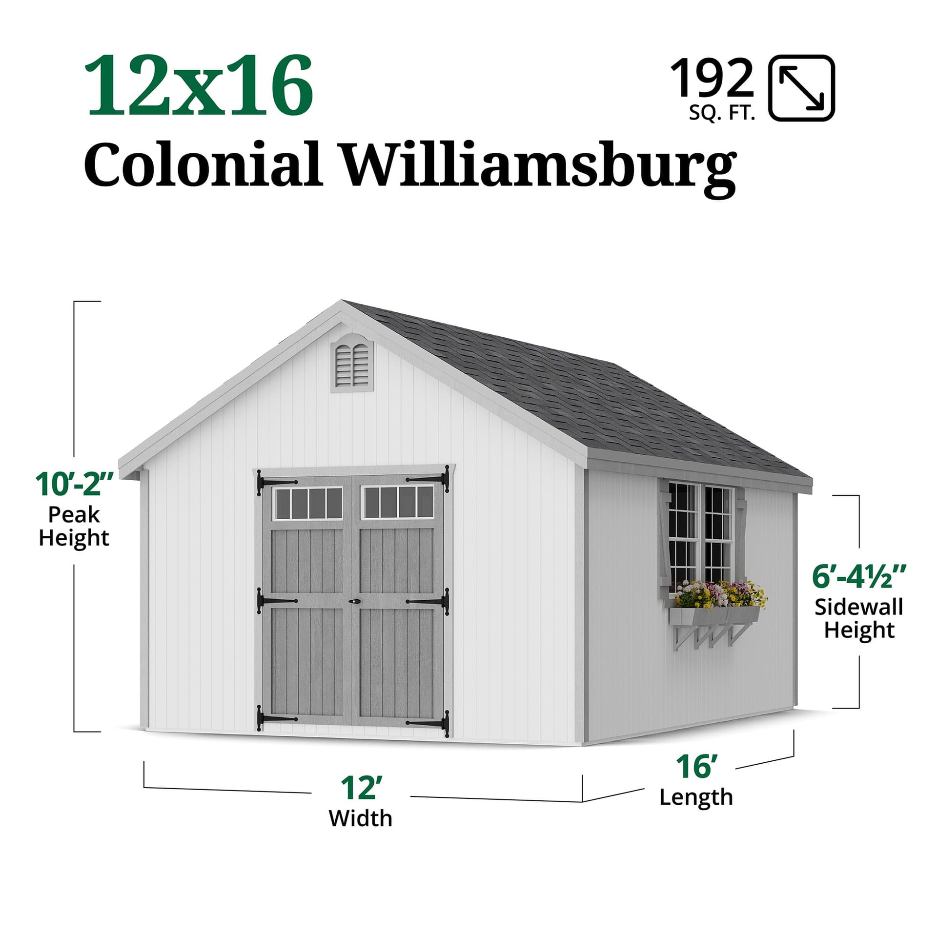 Colonial Williamsburg Shed dimensions