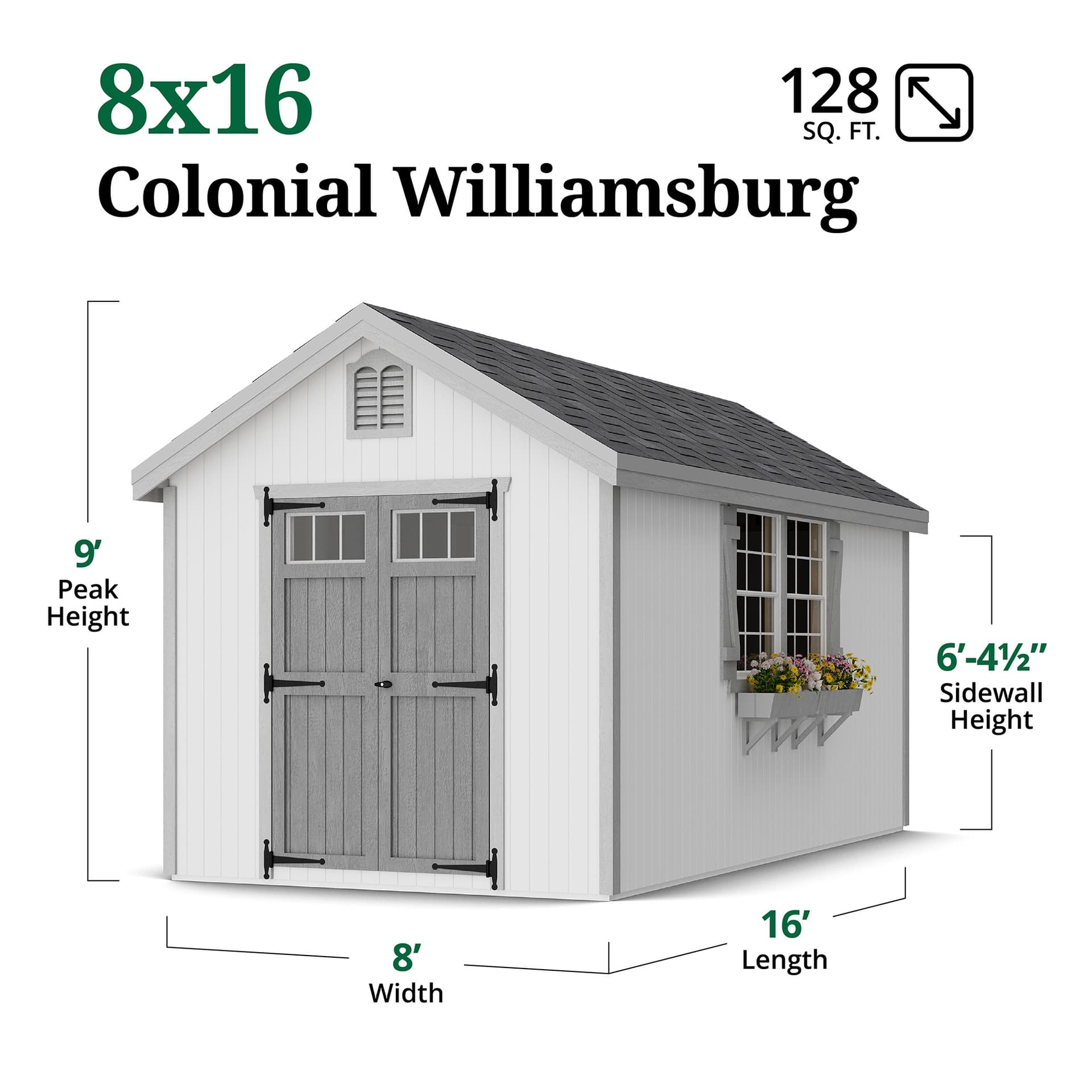 Colonial Williamsburg Shed dimensions
