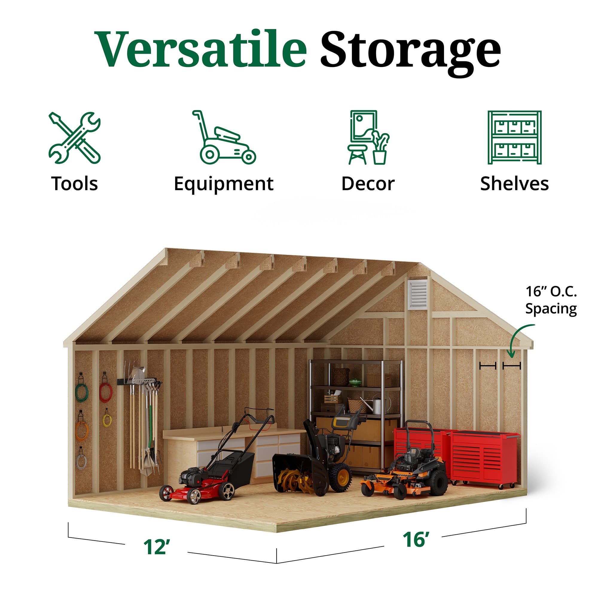 Colonial Williamsburg Shed interior graphic