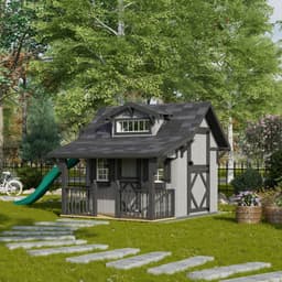 Craftsman Playhouse with Porch & Slide lifestyle
