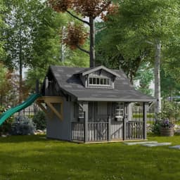 Craftsman Playhouse with Porch & Slide lifestyle